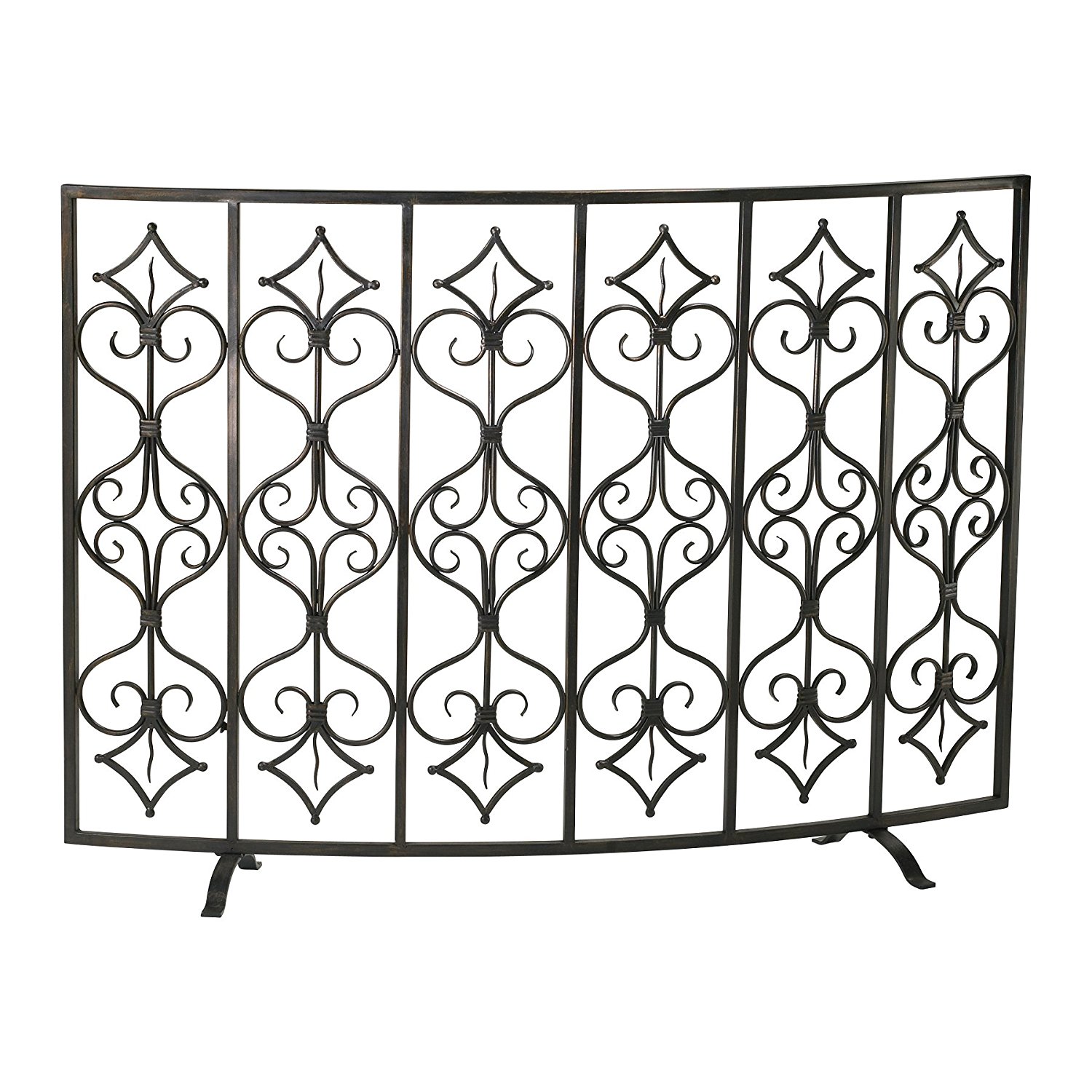 Decorative Curved Iron Fireplace Screen Tuscan Bronze free image download