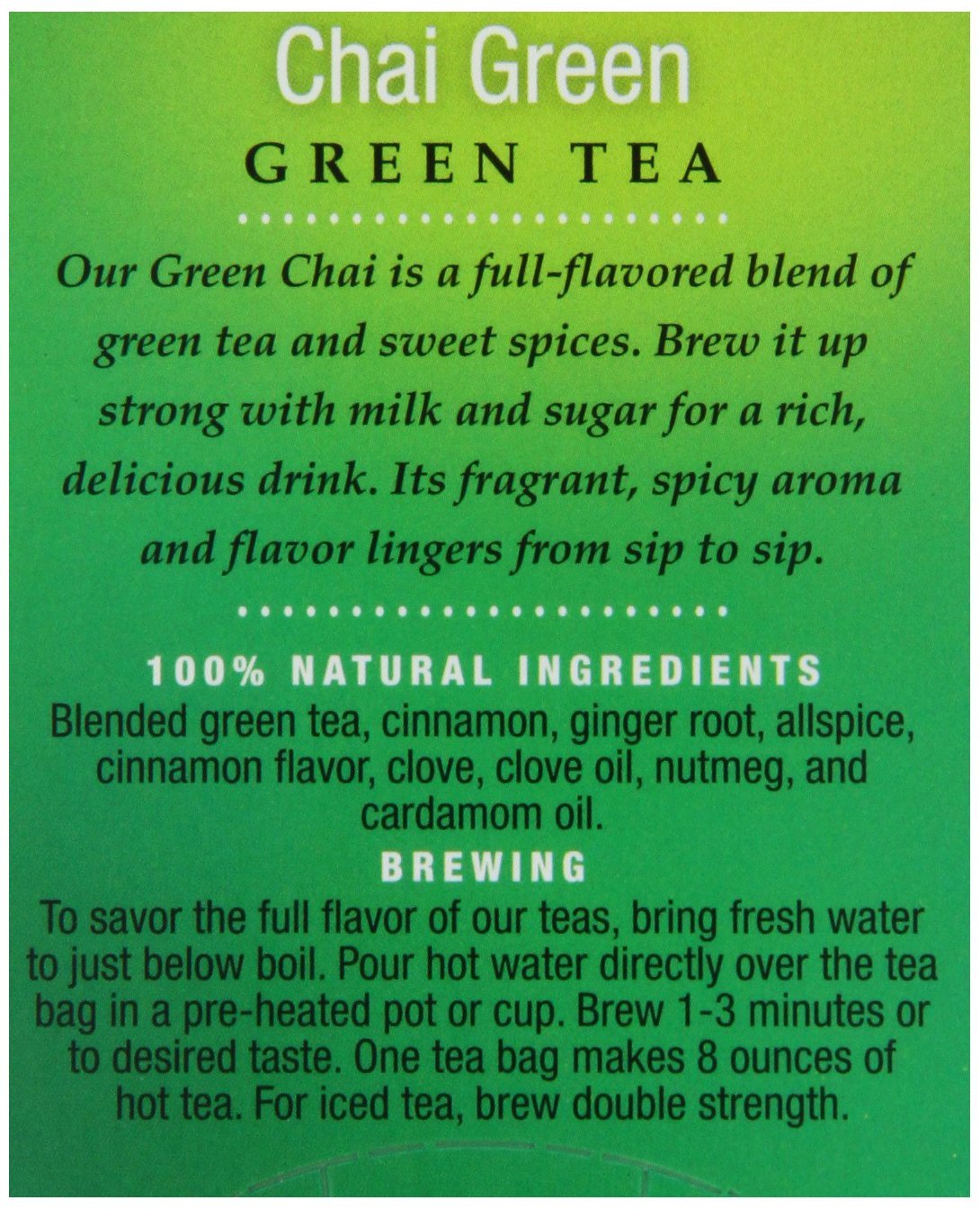Stash Tea Green Chai Tea, 20 Count Tea Bags in Foil (Pack of 6) N72