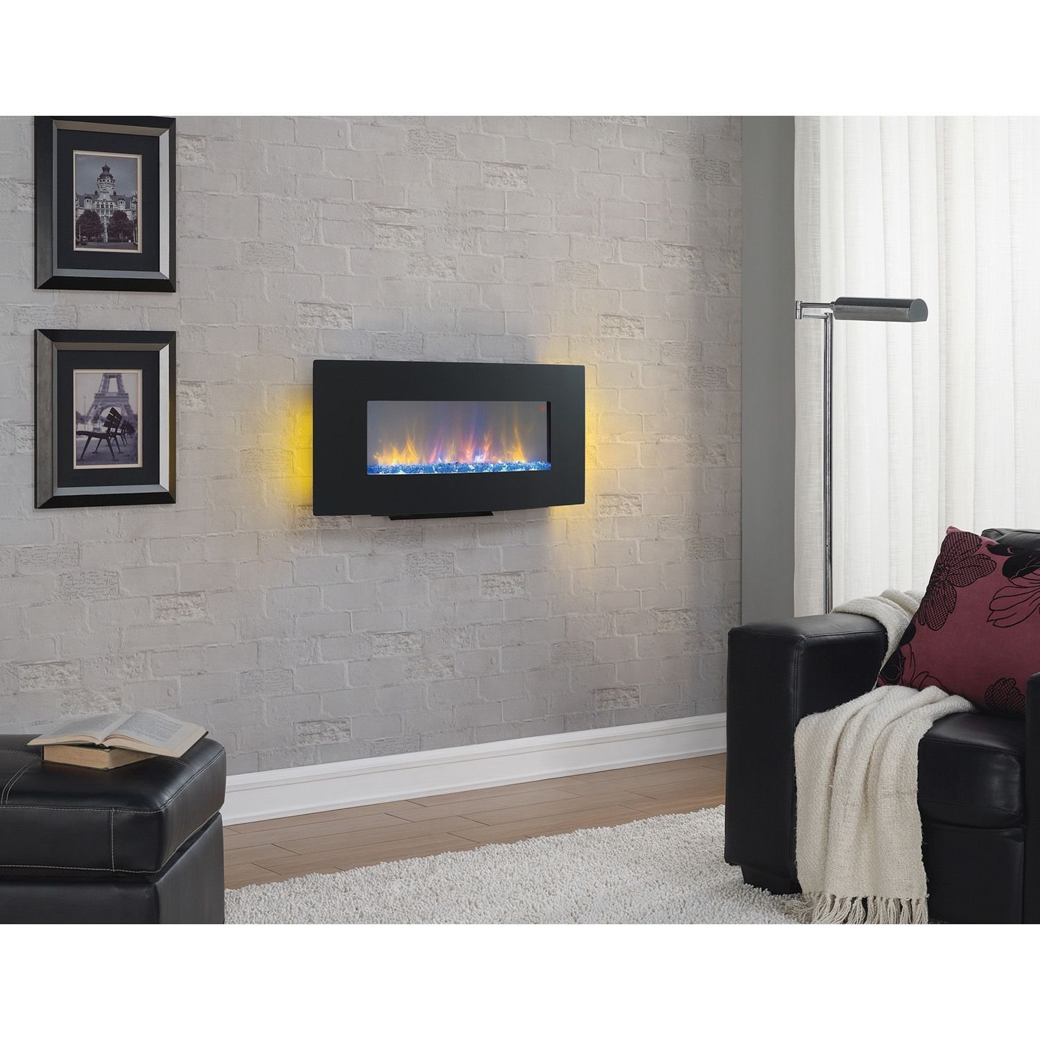 WallMounted Infrared Quartz Fireplace with Stand, Black N4 free image