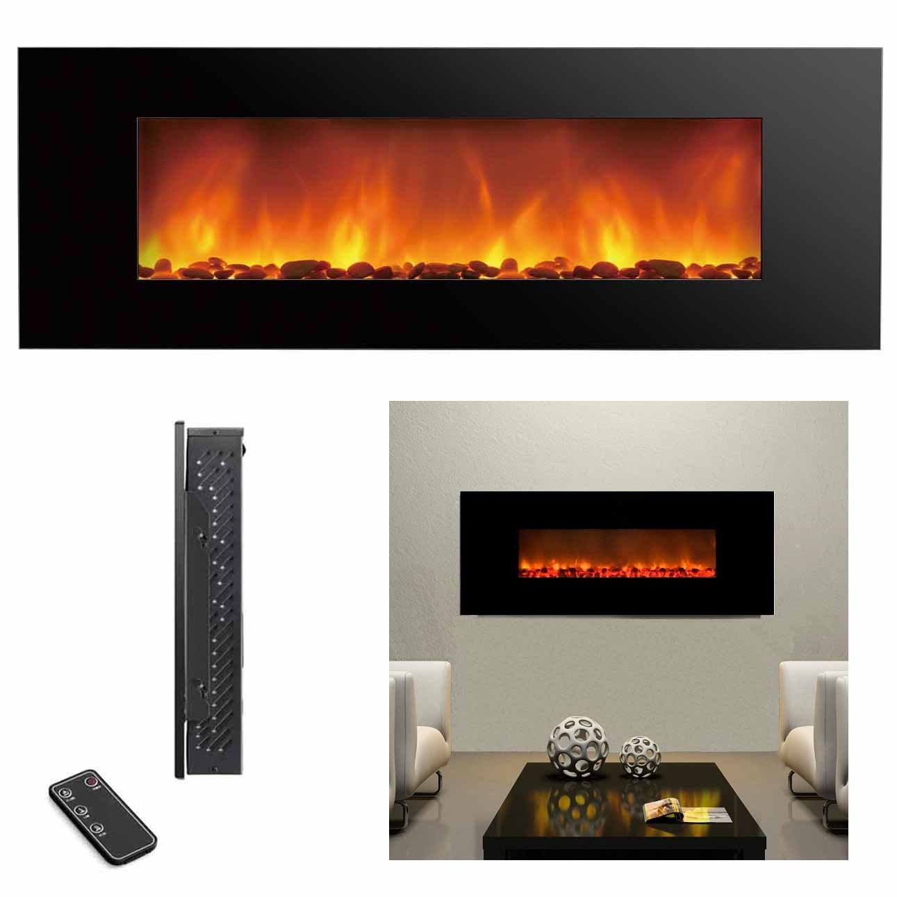 Clevr 7501500W 48" Heat Adjustable Electric Wall Mount Fireplace