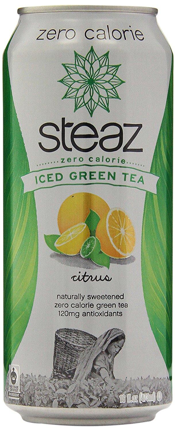 Steaz Zero Calorie Iced Green Tea, Peach Mango, 16 Ounce (Pack of 12