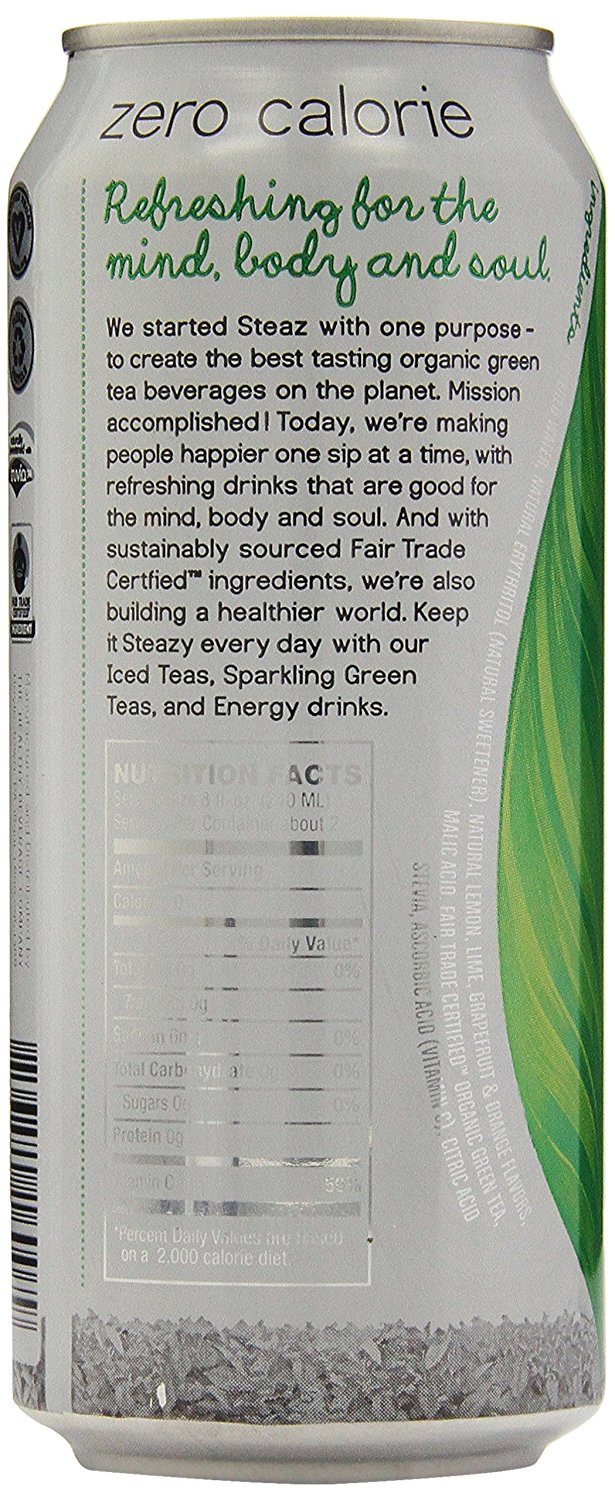 Steaz Zero Calorie Iced Green Tea, Peach Mango, 16 Ounce (Pack of 12