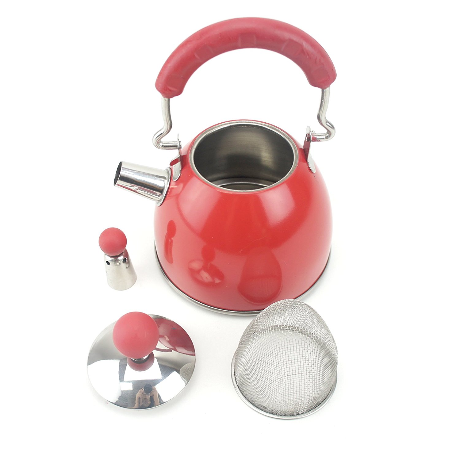 Whistling Tea Kettle, Mini Stainless Steel Teapots Hot Water Kettle (Red) N4 free image download