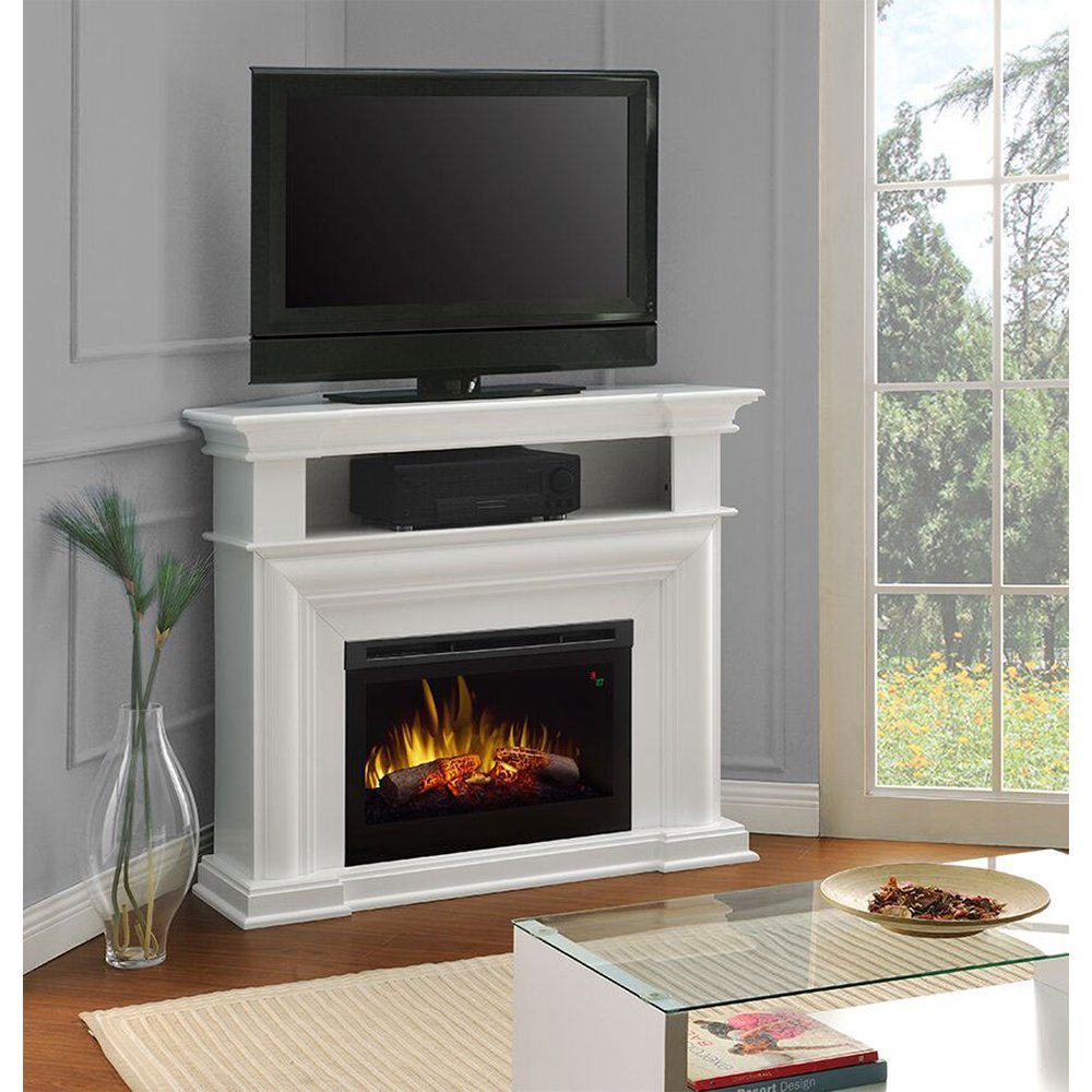 Dimplex Colleen Corner TV Stand with Electric Fireplace in White free