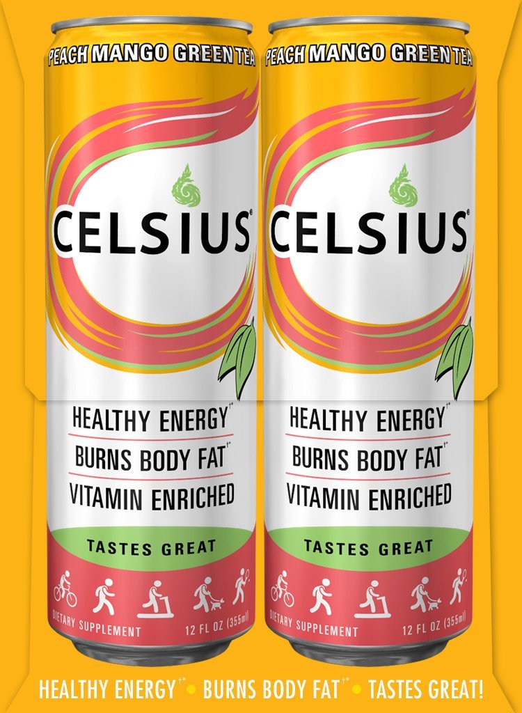 Celsius Green Tea, Peach Mango, 12 Ounce (Pack of 12) N46 free image