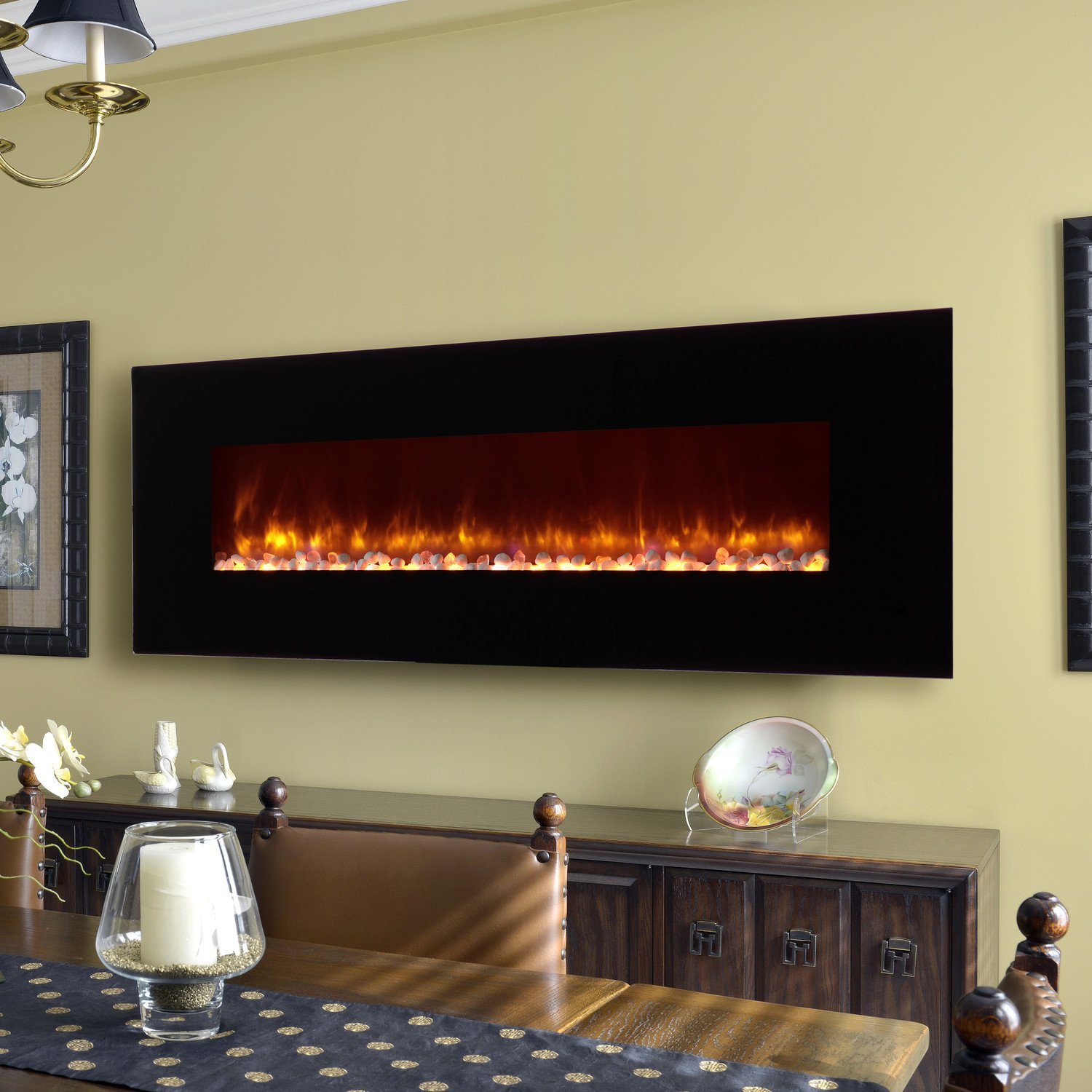 Clevr 7501500W 48" Heat Adjustable Electric Wall Mount Fireplace