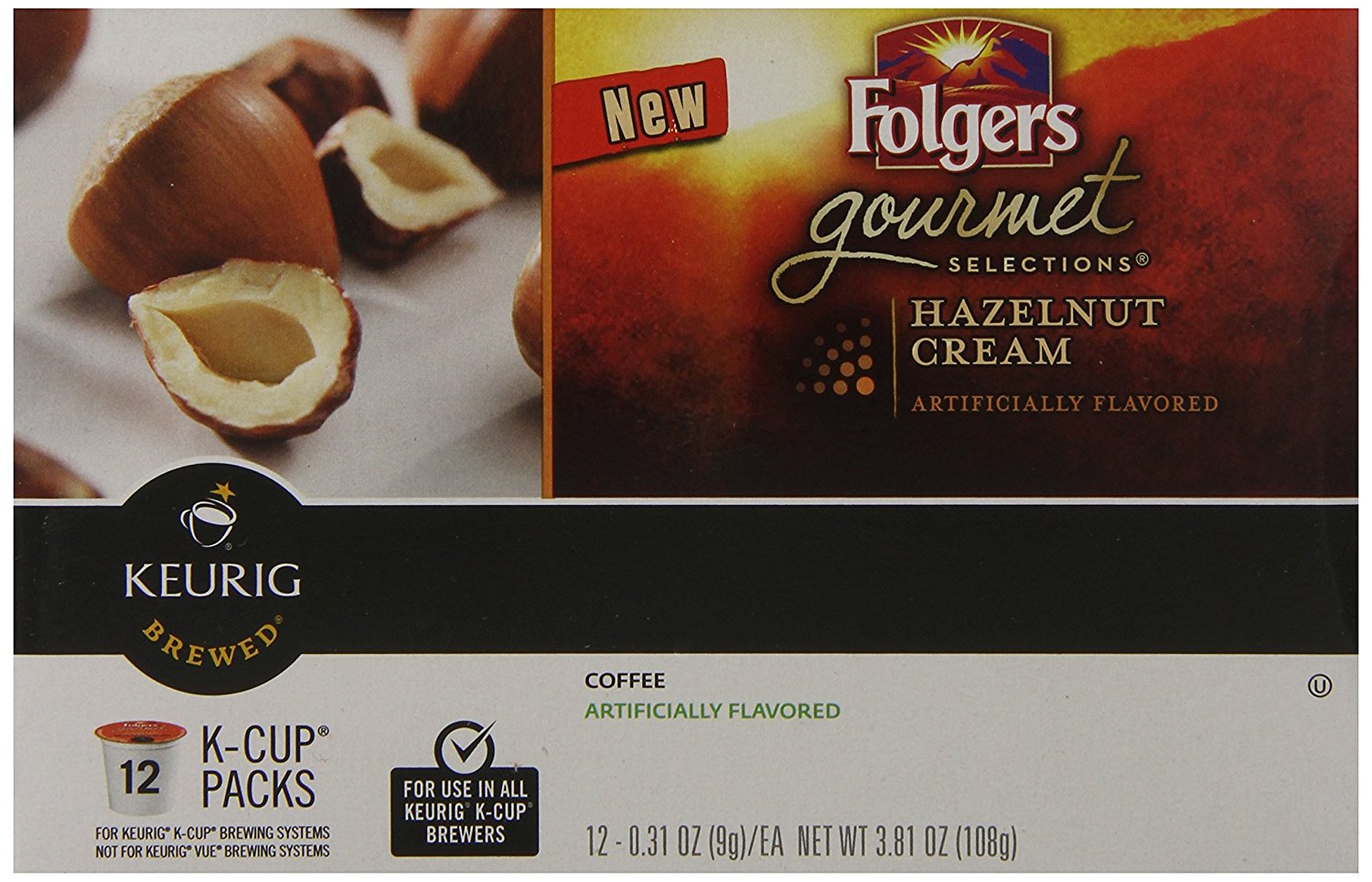 Folgers Gourmet Selections Hazelnut Cream Flavored Ground Coffee, Kcup Pods, 72 Count N4 free
