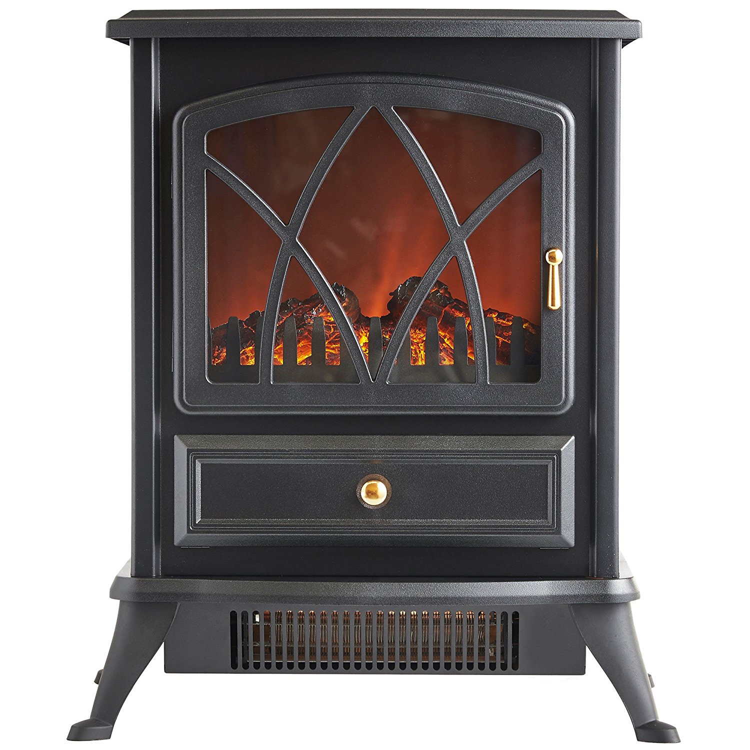 VonHaus 1500W Electric Stove Heater Portable Home Fireplace with Log