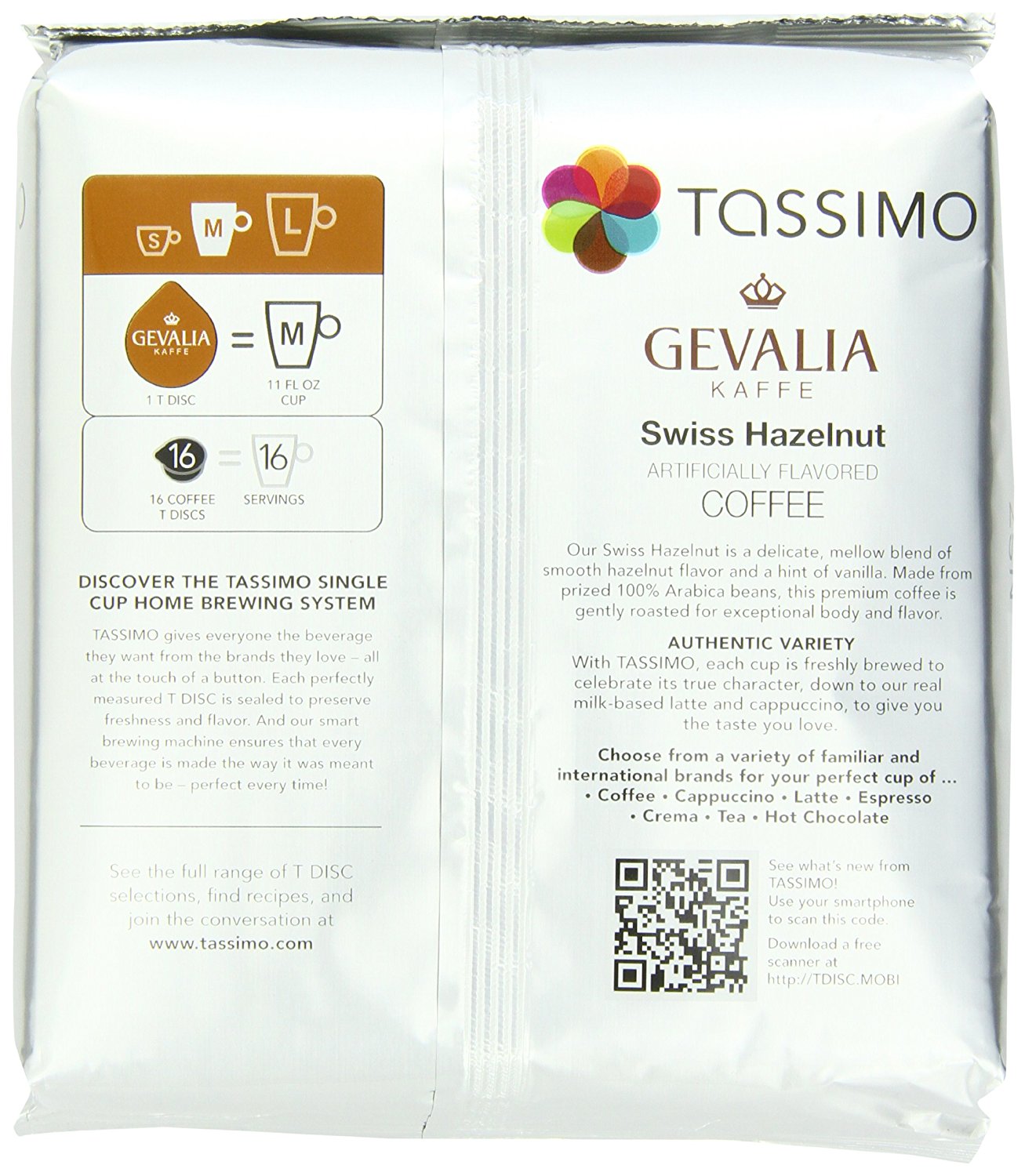 Gevalia Swiss Hazelnut Coffee (Medium), 16Count TDiscs for Tassimo