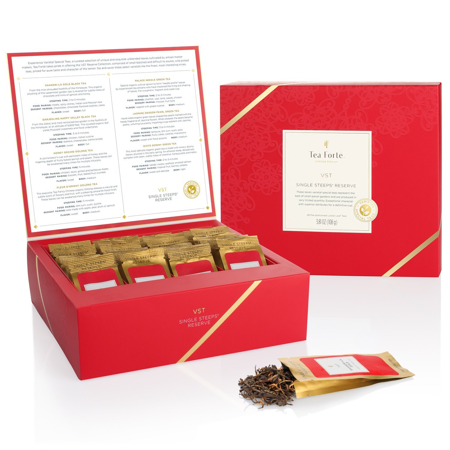 Tea Forté SINGLE STEEPS Loose Leaf TEA CHEST, 28 Different Single Serve