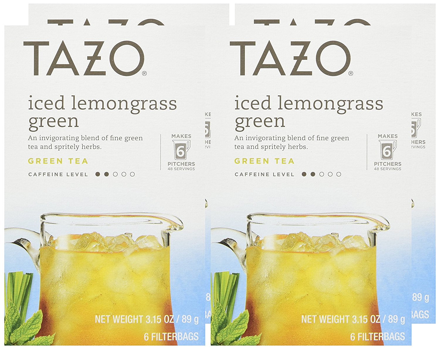Tazo Iced Lemongrass Green Tea 6 Bags (Case of 4) 3.15oz each N2 free