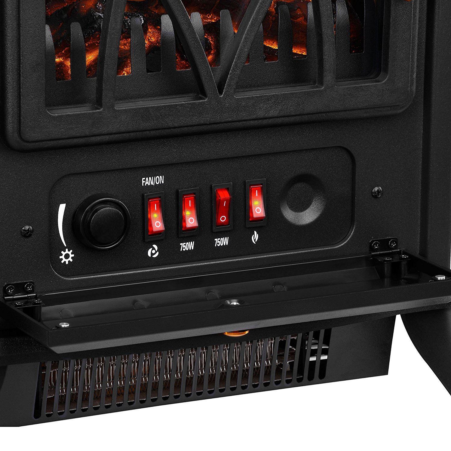 VonHaus 1500W Electric Stove Heater Portable Home Fireplace with Log