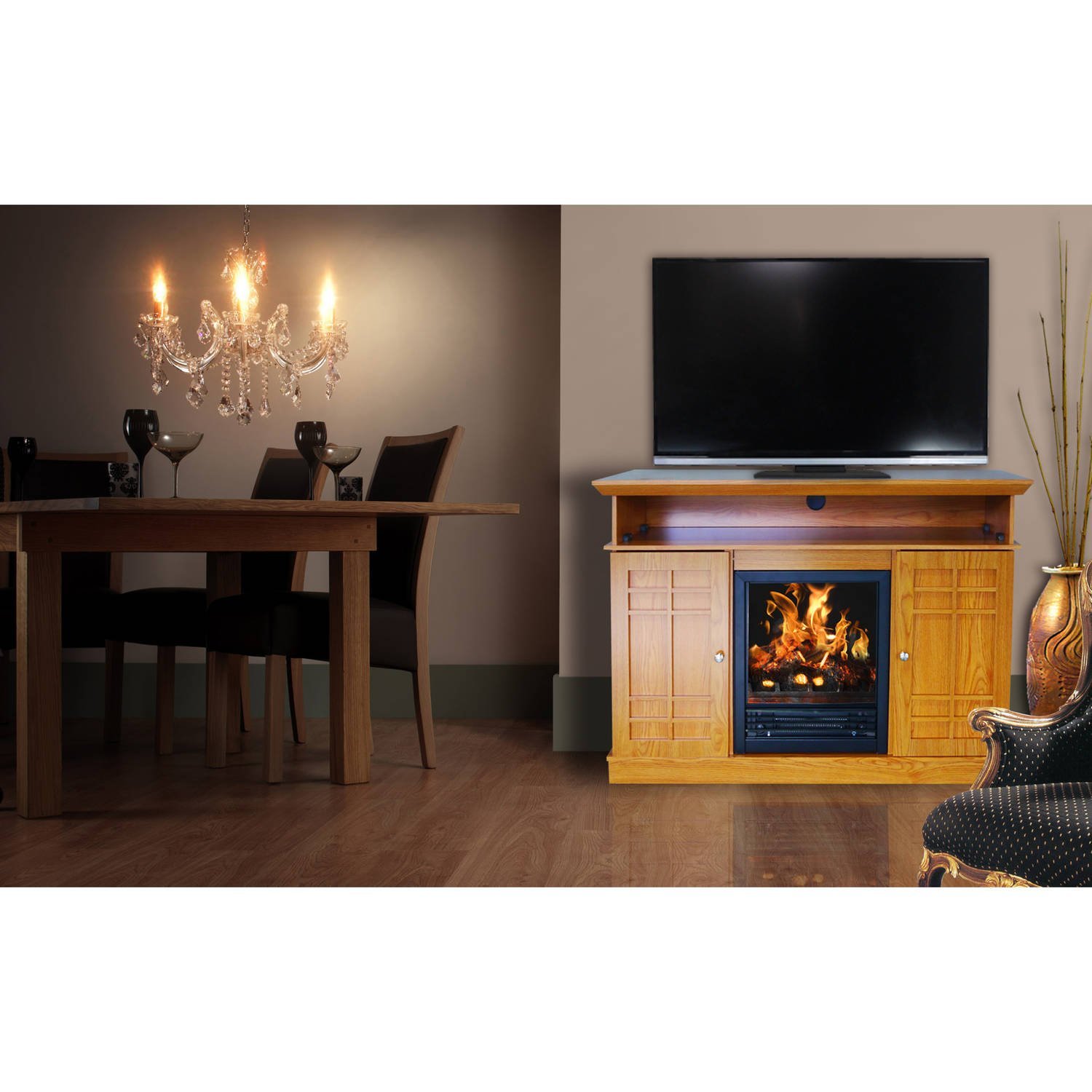 Honey Oak Decor Flame Bailey 48" Electric Fireplace Media Console For
