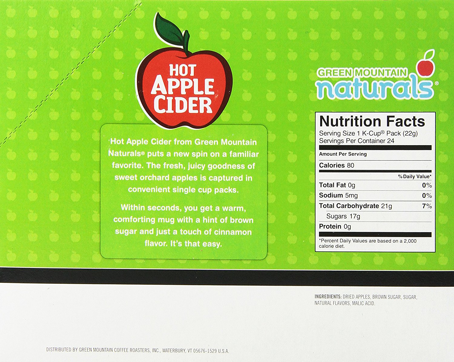 Green Mountain Naturals Hot Apple Cider, KCup Portion Count for Keurig