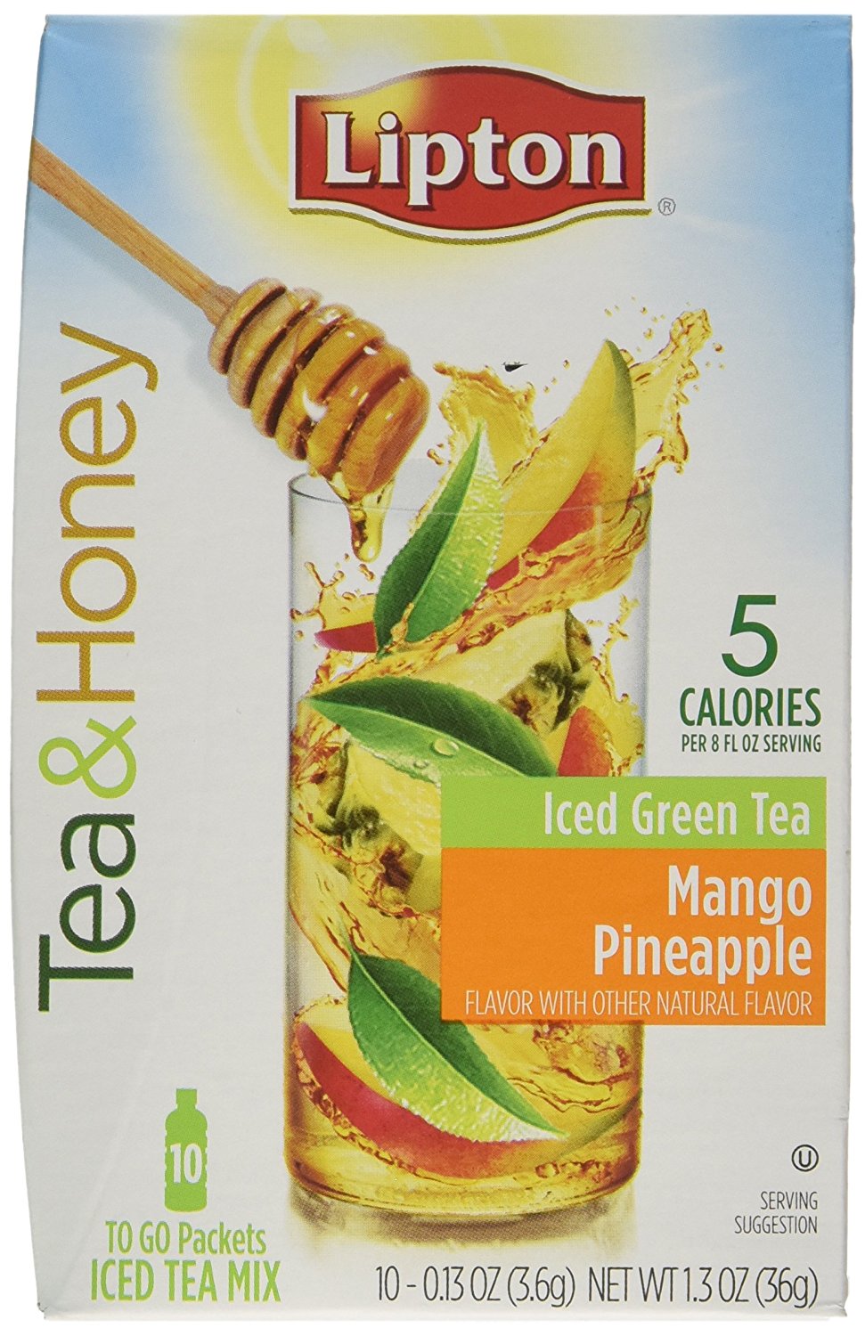 Lipton Tea & Honey ToGo Packets Mango Pineapple Iced Green Tea 10