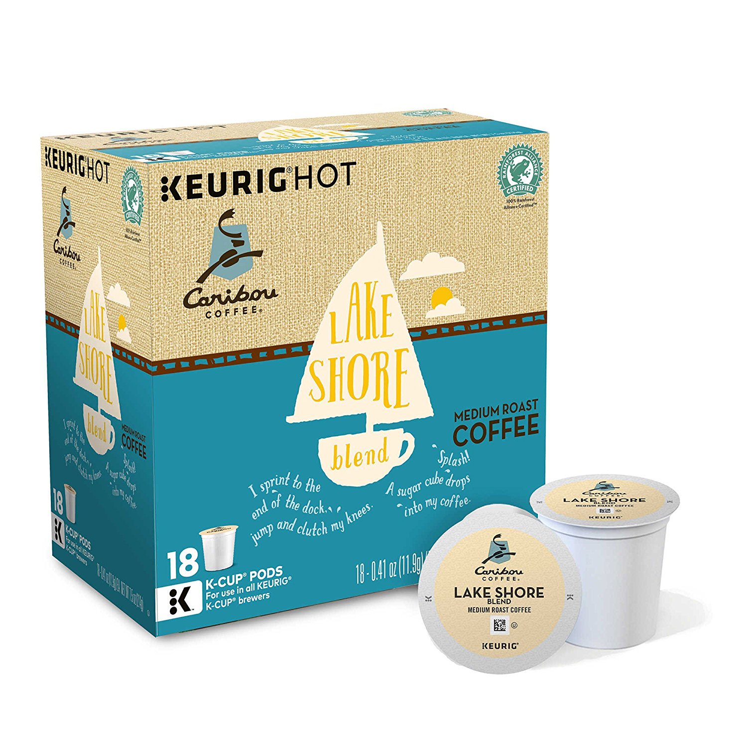 Caribou Coffee Lake Shore Blend, Keurig KCups, 18 Count free image