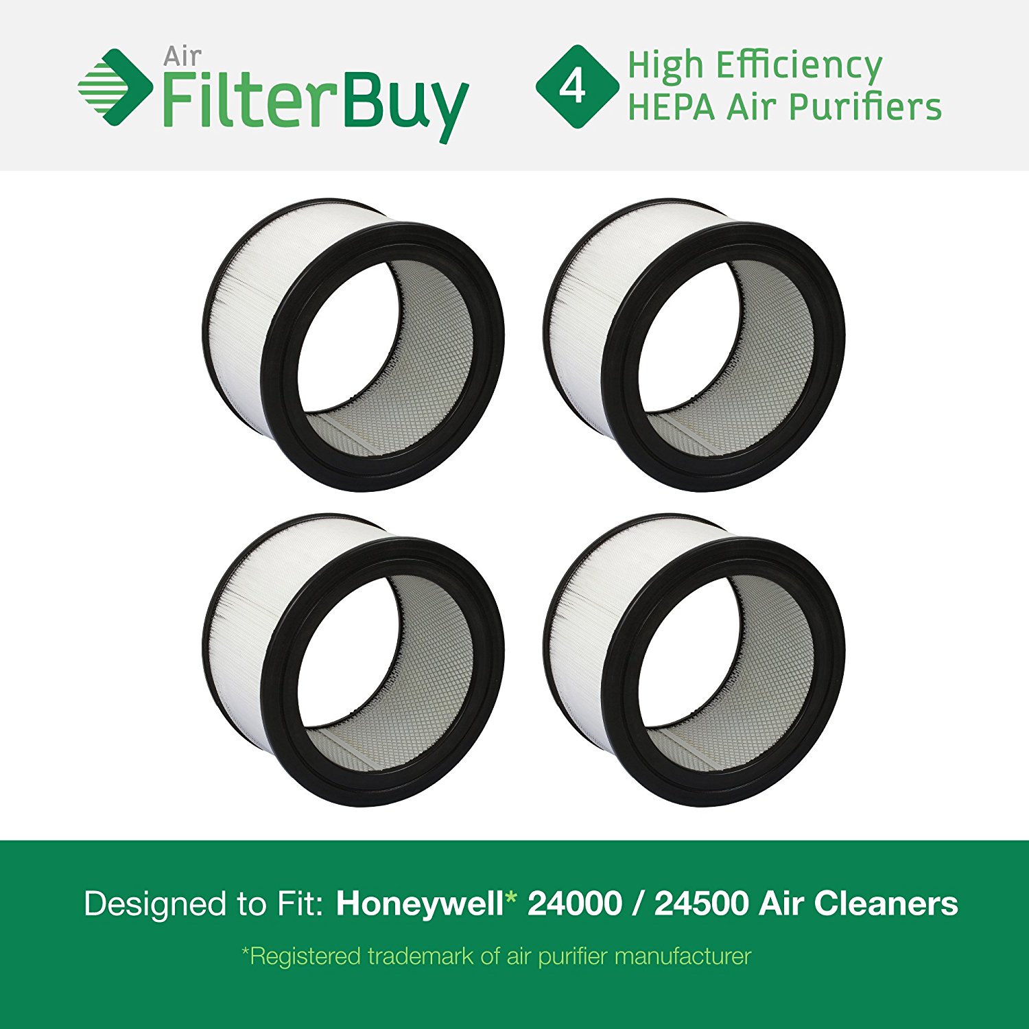 4 Honeywell 24000 / 24500 Air Cleaner Replacement HEPA Filters