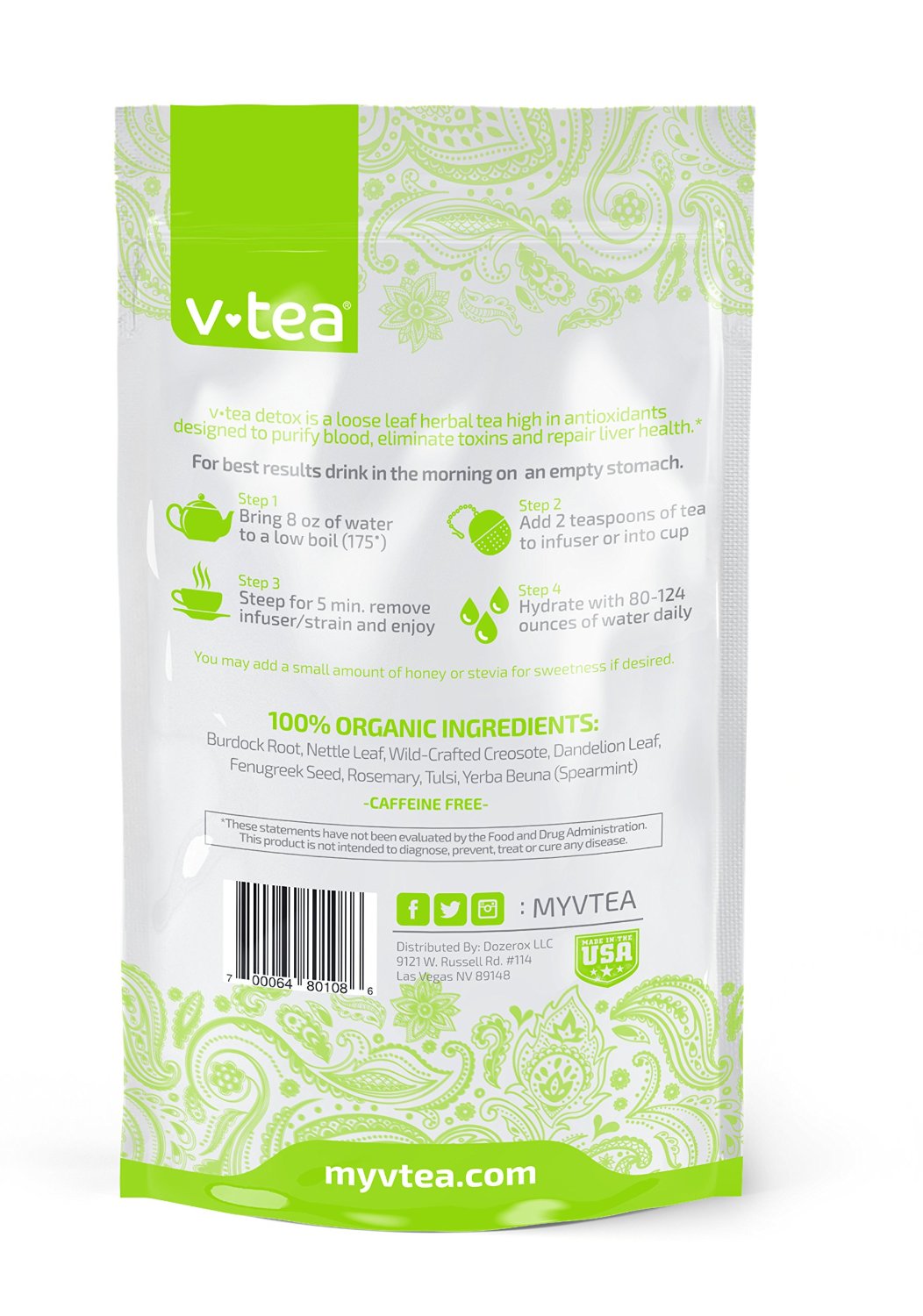 V tea 14 Day Advanced Detox Tea Morning Teatox and Evening Flush