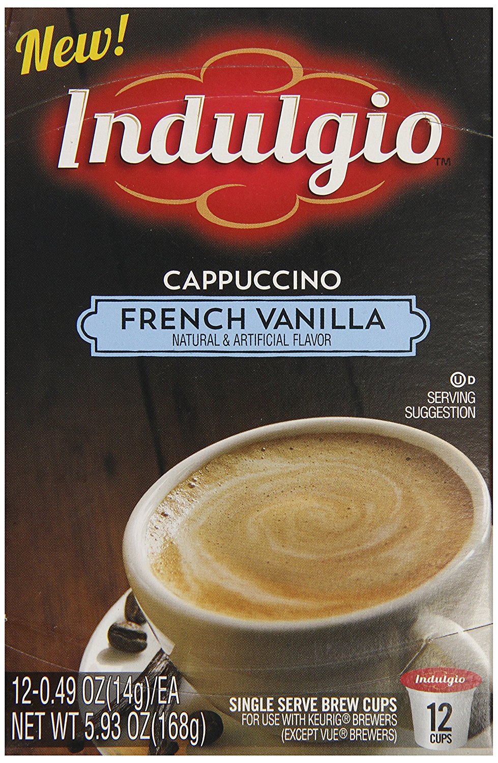 Indulgio French Vanilla Cappuccino Single Serve Kcup, 42 Count