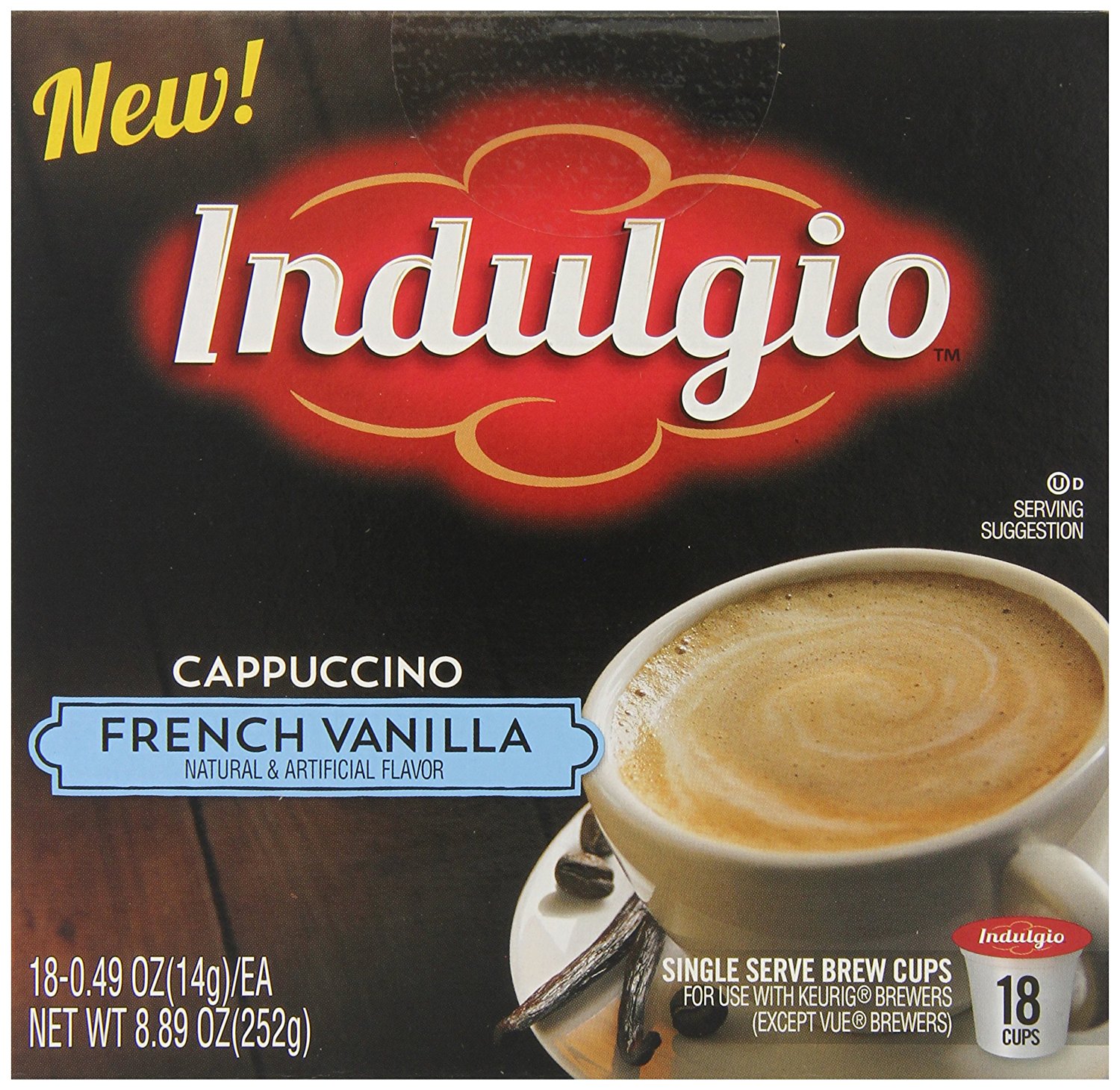 Indulgio French Vanilla Cappuccino Single Serve Kcup, 42 Count