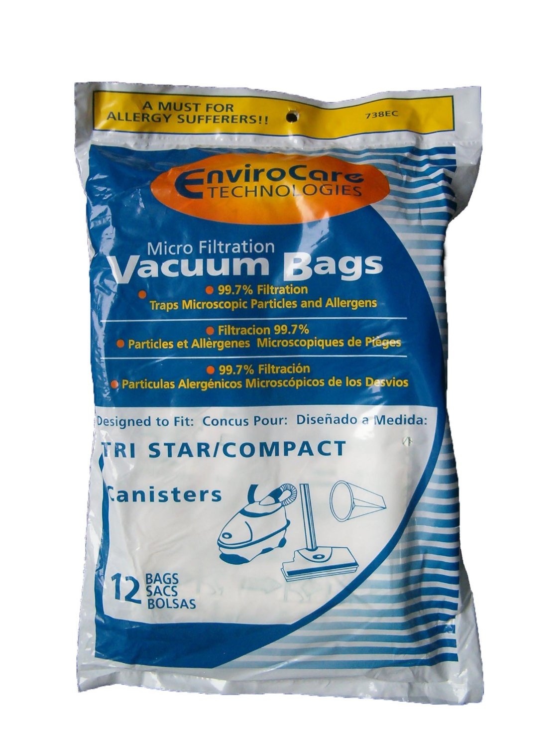 36 TriStar Compact Patriot Allergy Vacuum Bags, Miracle Mate,Airstorm