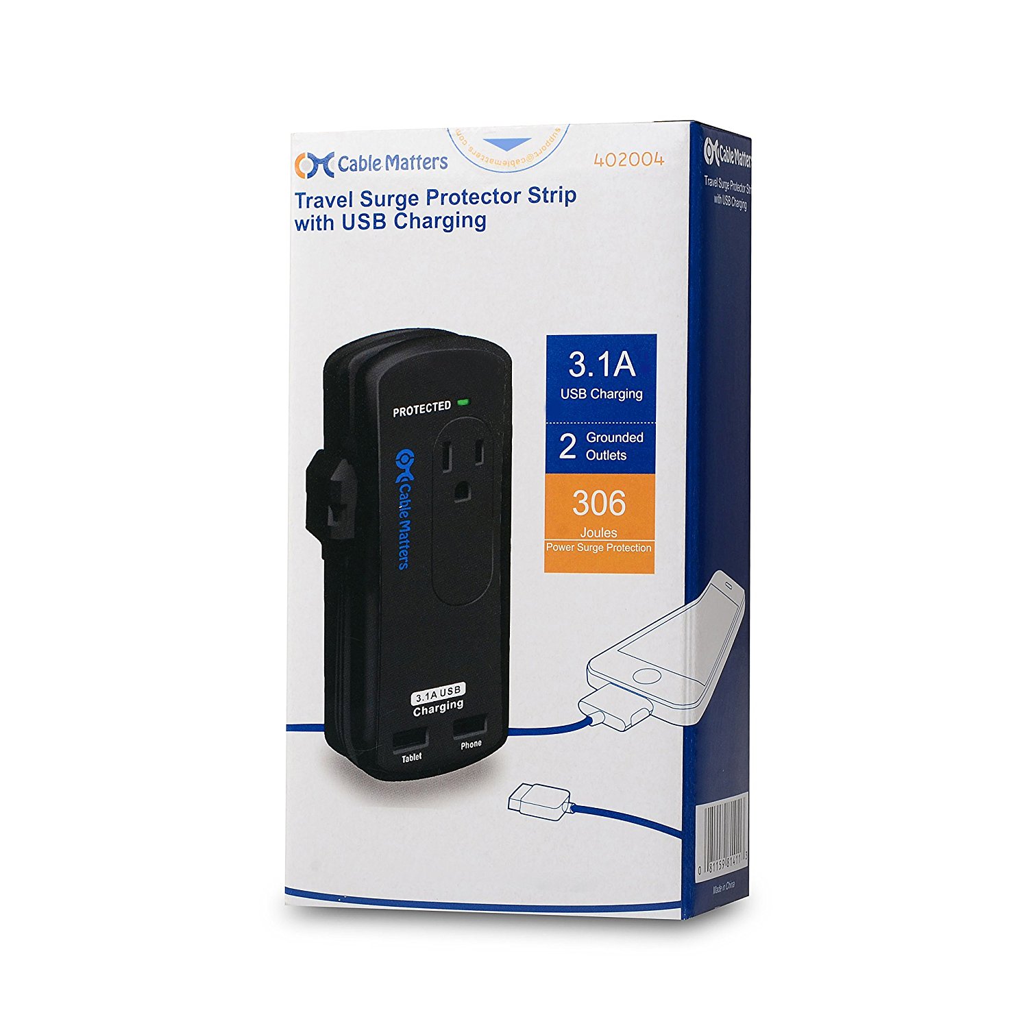 Cable Matters 3Outlet Power Surge Protector with 4 USB Charging Ports