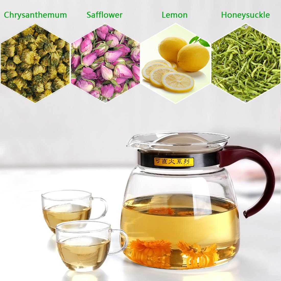 Tea Kettle, YIFAN 65 oz Stovetop Glass Kettle Heatresistant Healthy