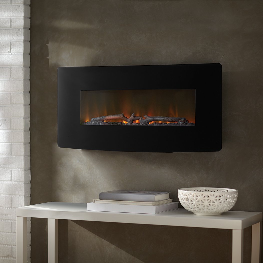 Muskoka MHC35BL Pleasant Hearth Curved Wall Mount Fireplace, Black