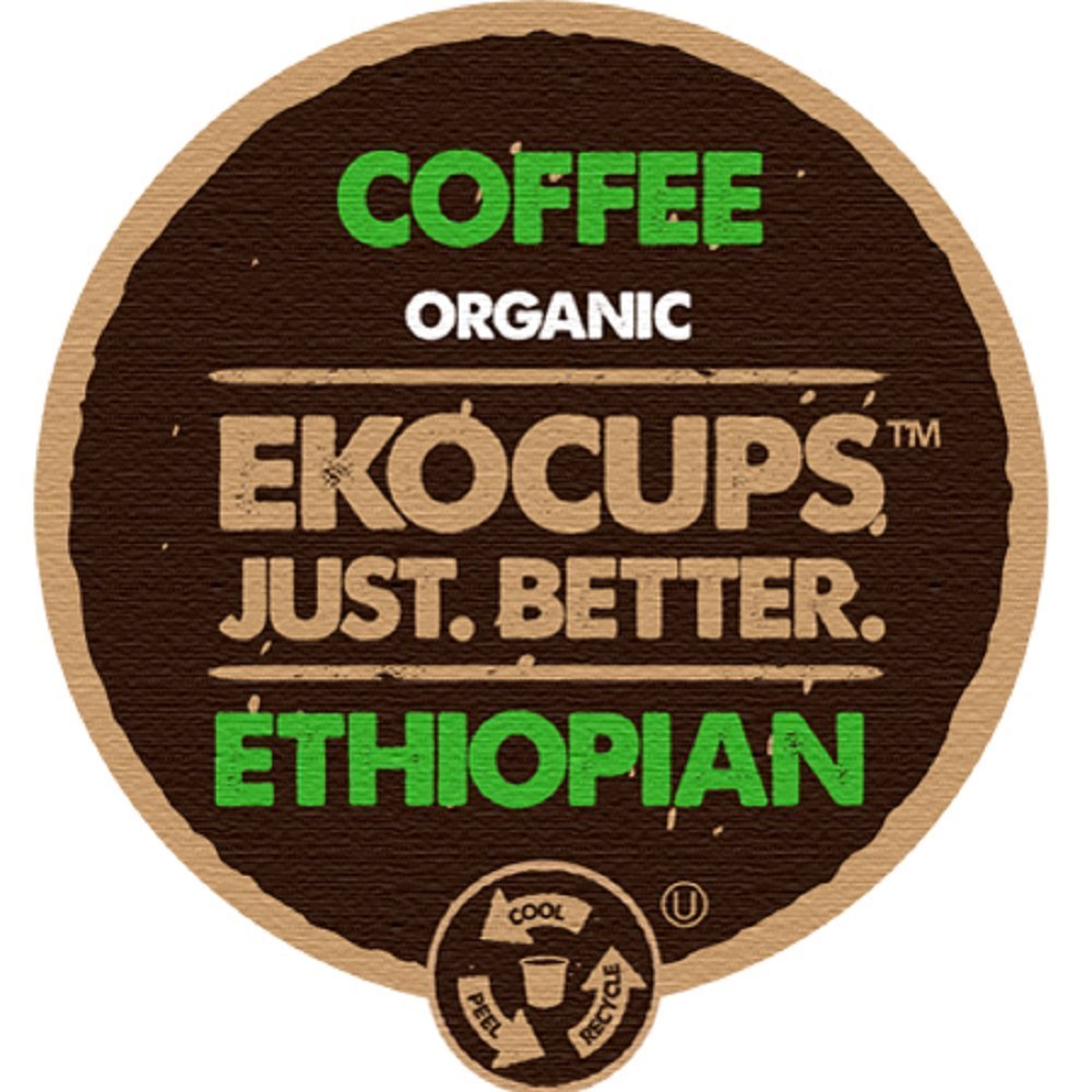 EKOCUPS Artisa Organic Ethiopian Coffee, Medium Roast, in Recyclable