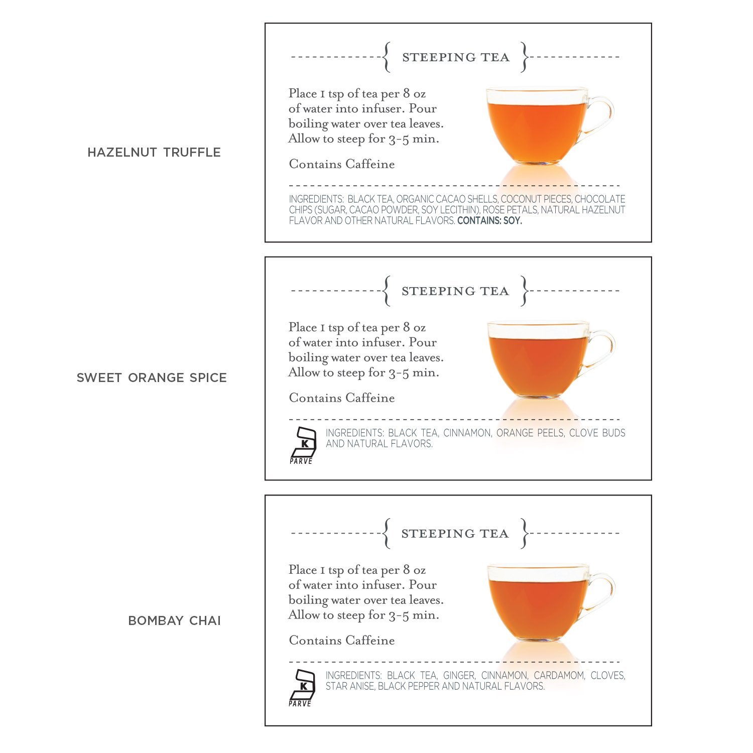 Tea Forte LOOSE LEAF TEA TRIO, 3 Small Tea Tins, Black Tea Sampler