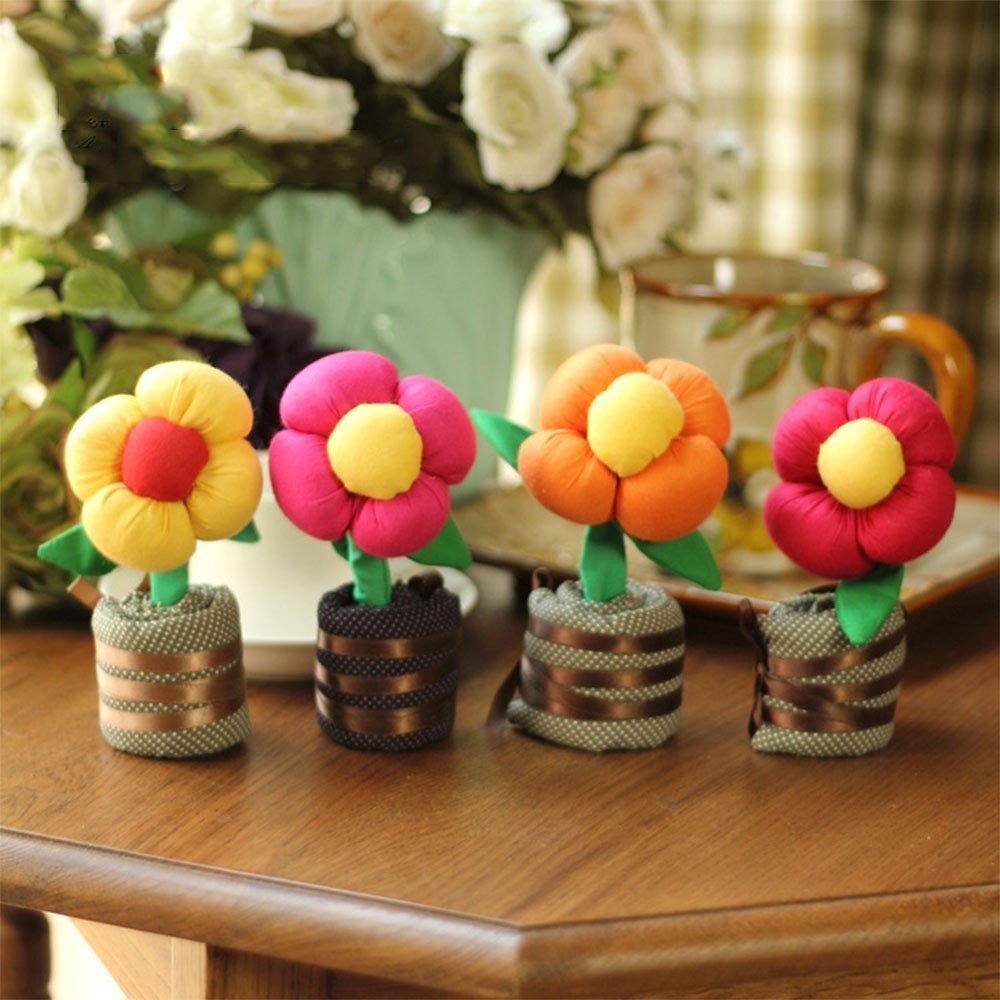 WOOD MEETS COLOR Handmade Fabric Flower Air Purifying, Bamboo Charcoal