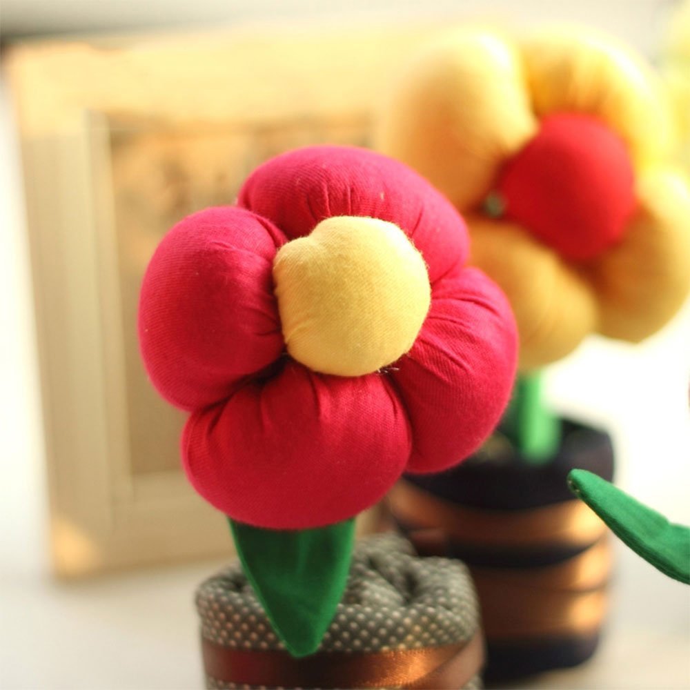WOOD MEETS COLOR Handmade Fabric Flower Air Purifying, Bamboo Charcoal