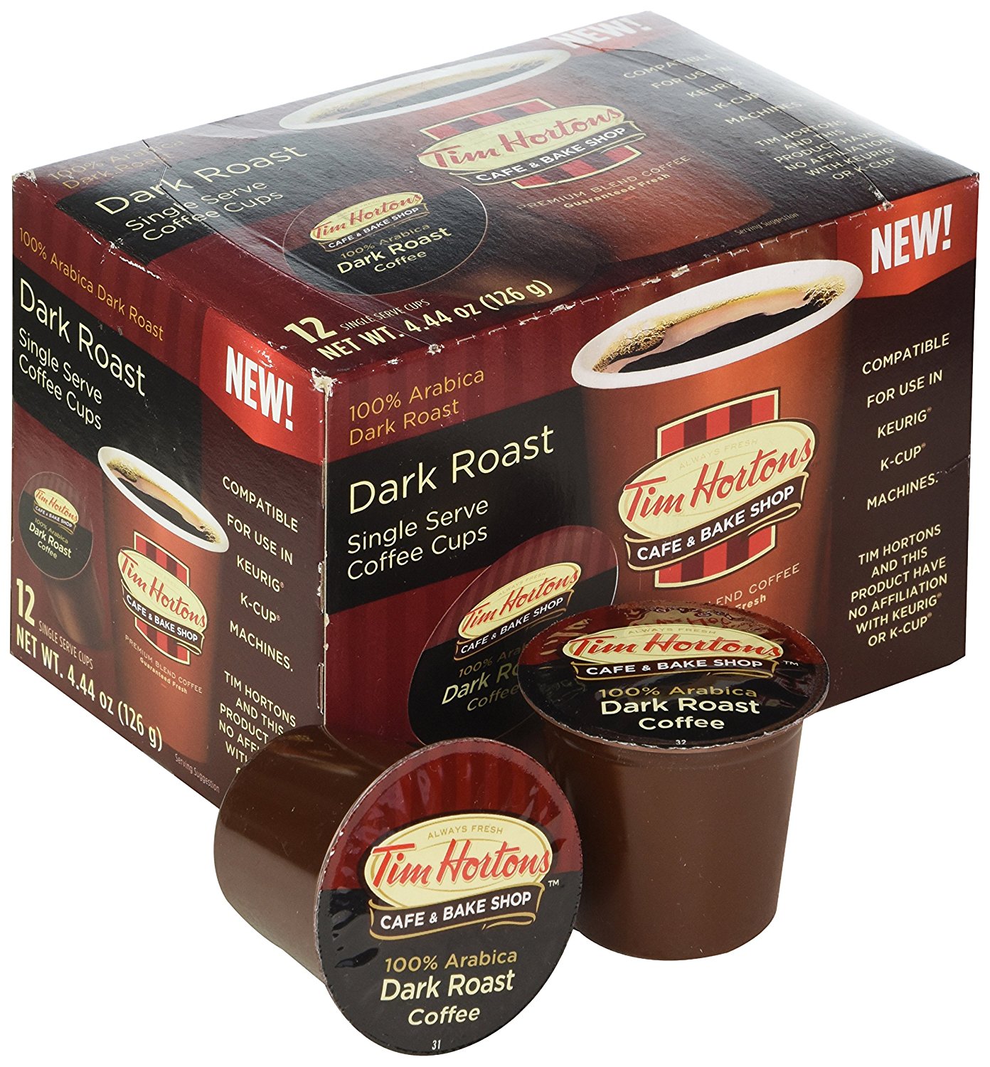 Tim Hortons Single Serve RealCup Dark Roast Coffee Cups 12 ct N2