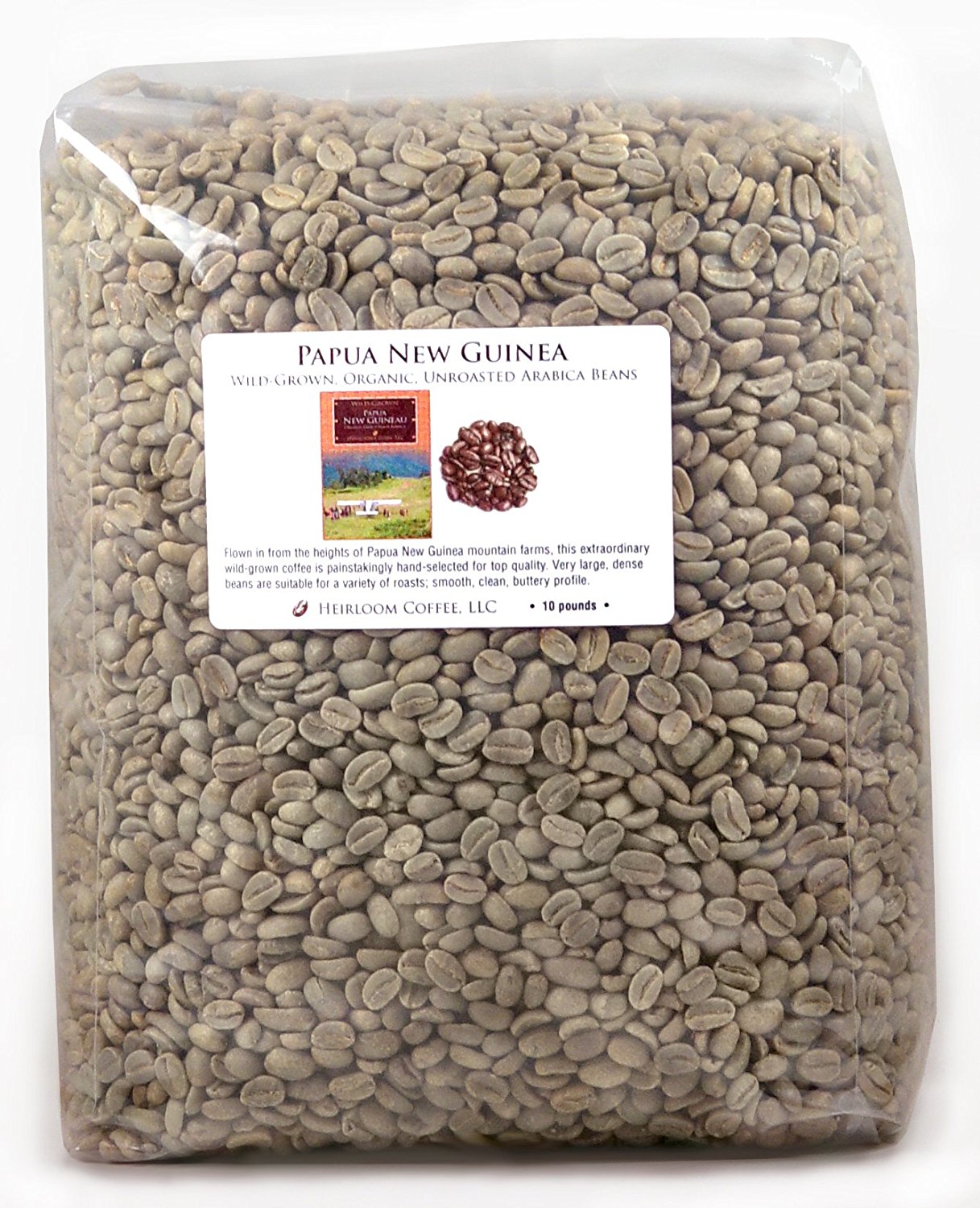 Papua New Guinea Organic Wildgrown Unroasted Green Coffee Beans (3 LB