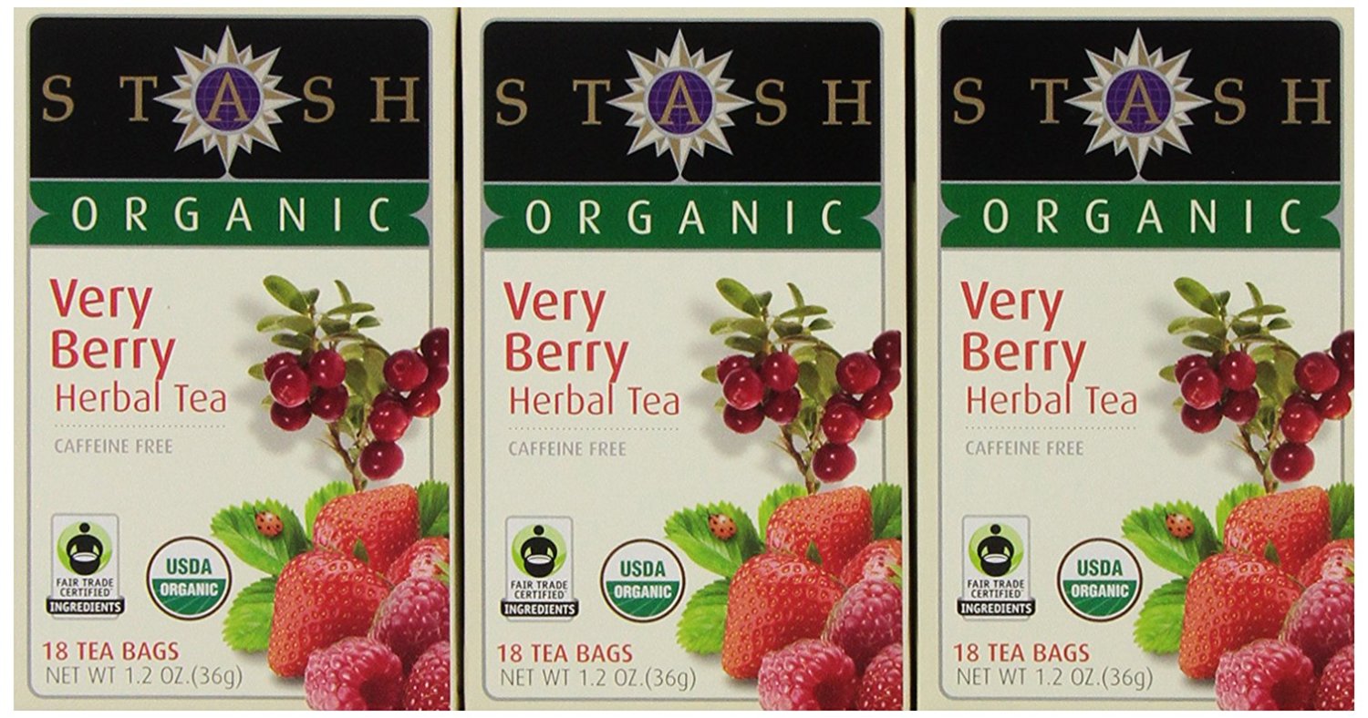 Stash Tea Organic Very Berry Herbal Tea, 18 Count Tea Bags in Foil (Pack of 6) N2 free image