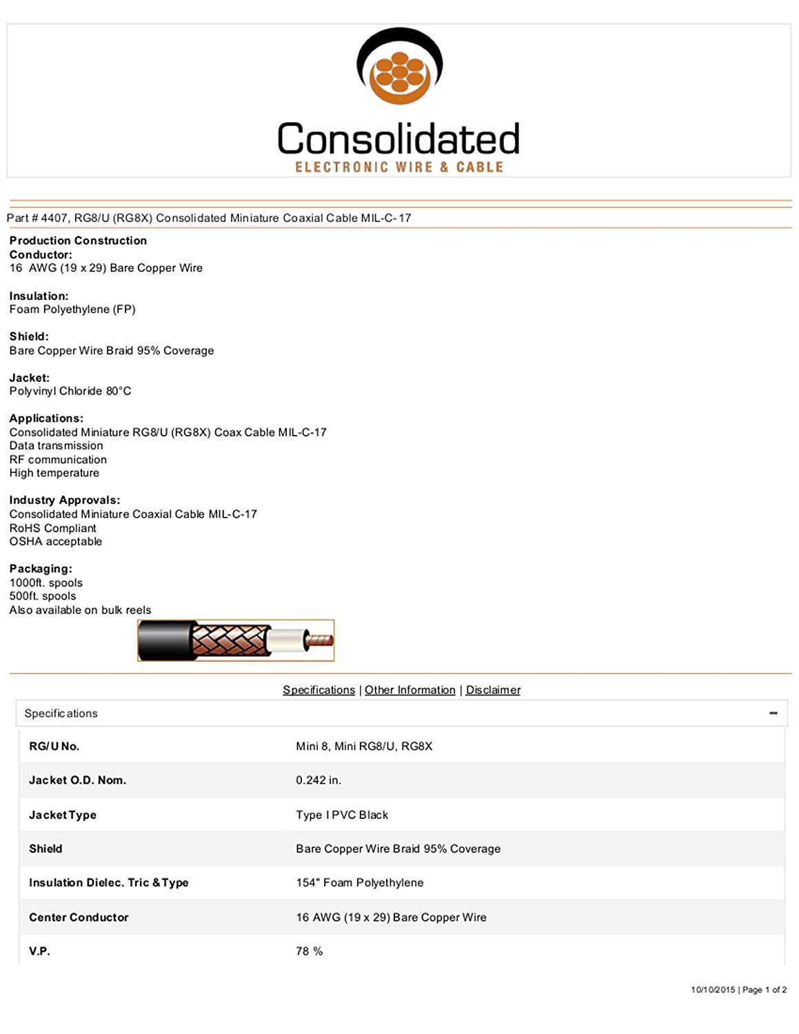 MPD Digital RG8xWPL25965ft VHF Antenna Cable RF CB & AIS Mini8