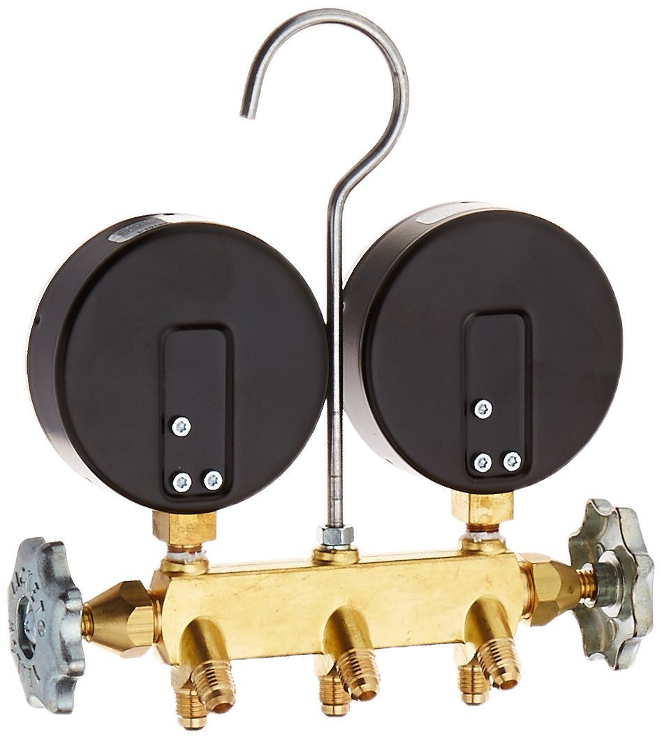 Yellow Jacket 42044 Heat Pump Manifold with 60" Black Plus II 1/4" Hoses, R22/407C/410A free