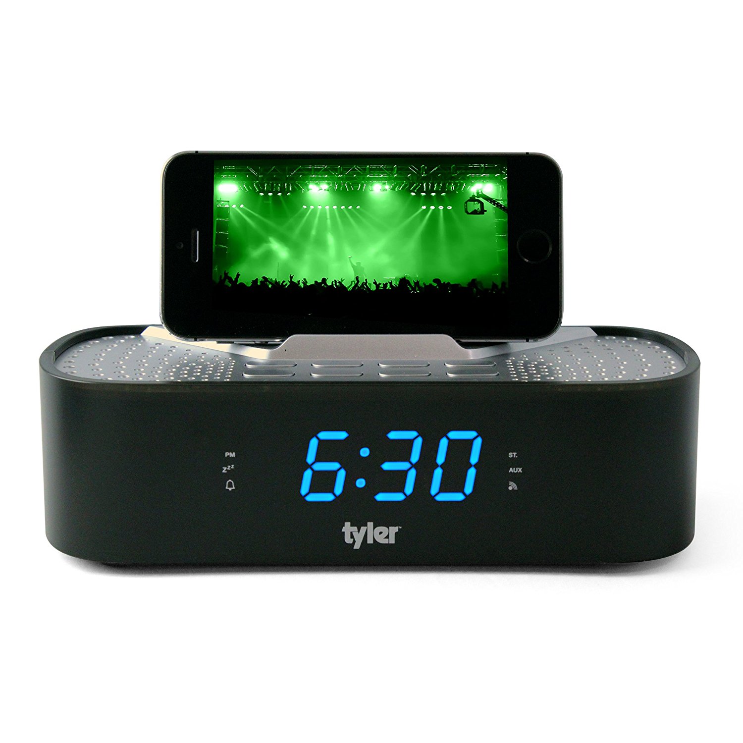Tyler Bluetooth Alarm Clock Radio TAC501WHT With Stereo Speaker, FM Radio, USB Charging, AUX