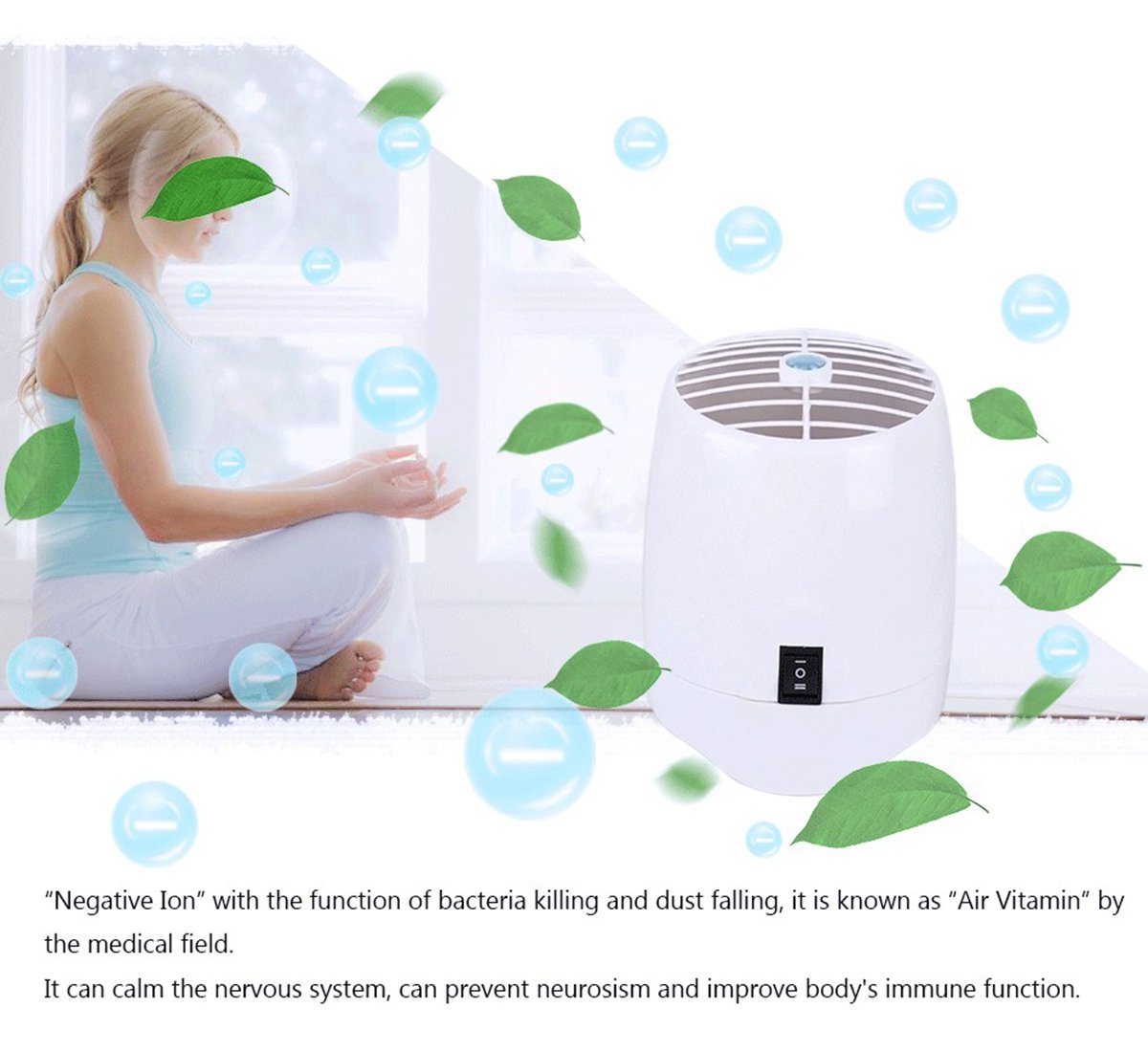 RIGOGLIOSO Desktop Air Purifier, Air Ionizer ,Portable Air Purifier