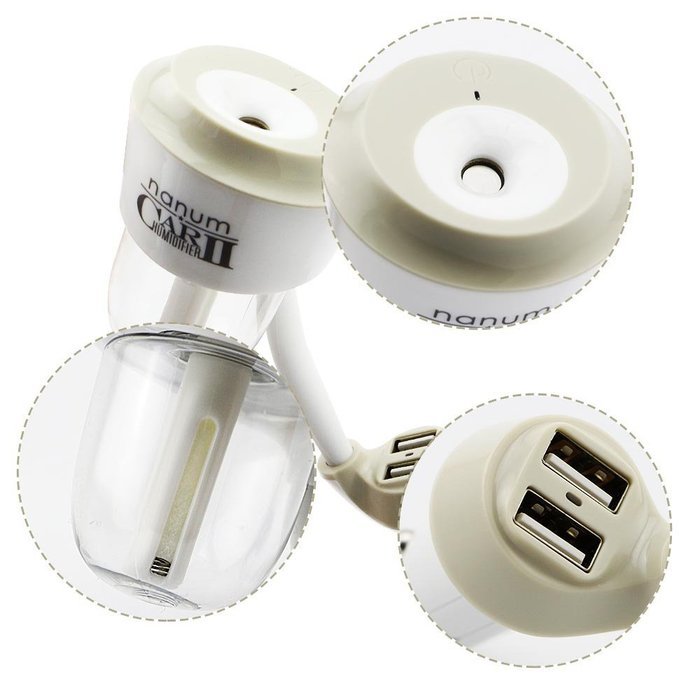 Thunder Car Air Humidifier with Dual USB Charger Port, Aromatherapy
