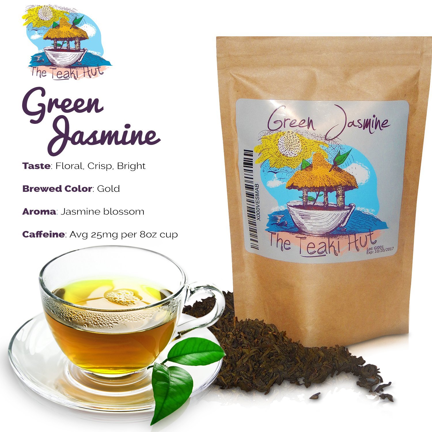 Organic Jasmine Green Tea 2 Ounce (30 Servings) A Bright, Crisp