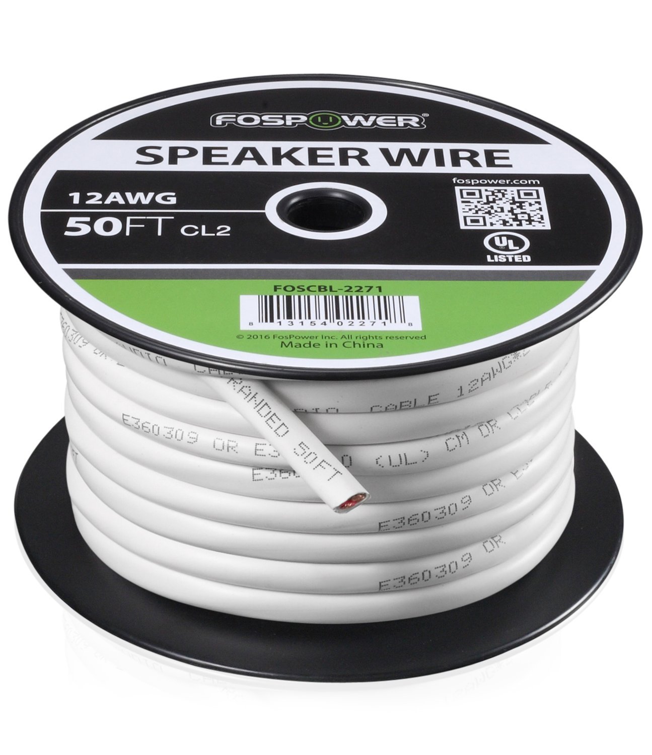 FosPower CL2 Rated 14AWG 2Conductor InWall Speaker Wire (100 Feet