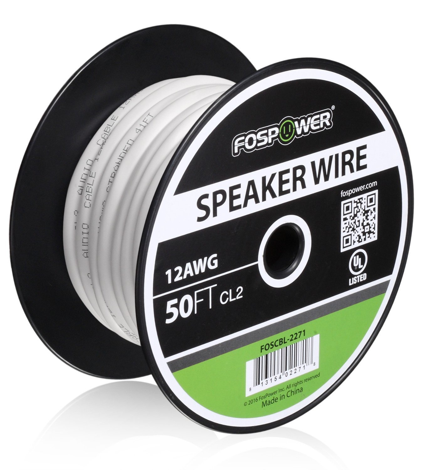FosPower CL2 Rated 14AWG 2Conductor InWall Speaker Wire (100 Feet