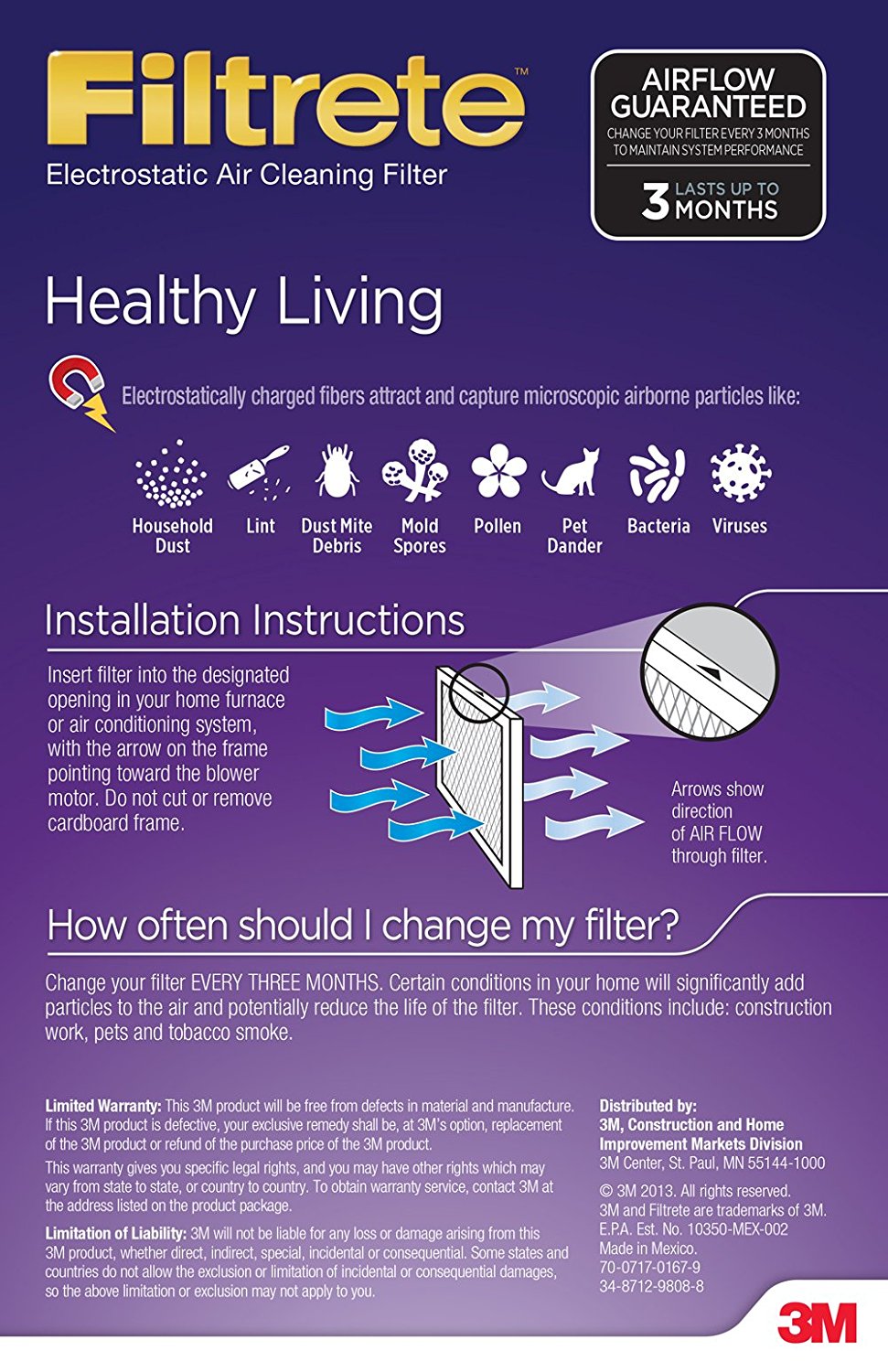 Filtrete Healthy Living Ultra Allergen Reduction Filter, MPR 1500, 14 x