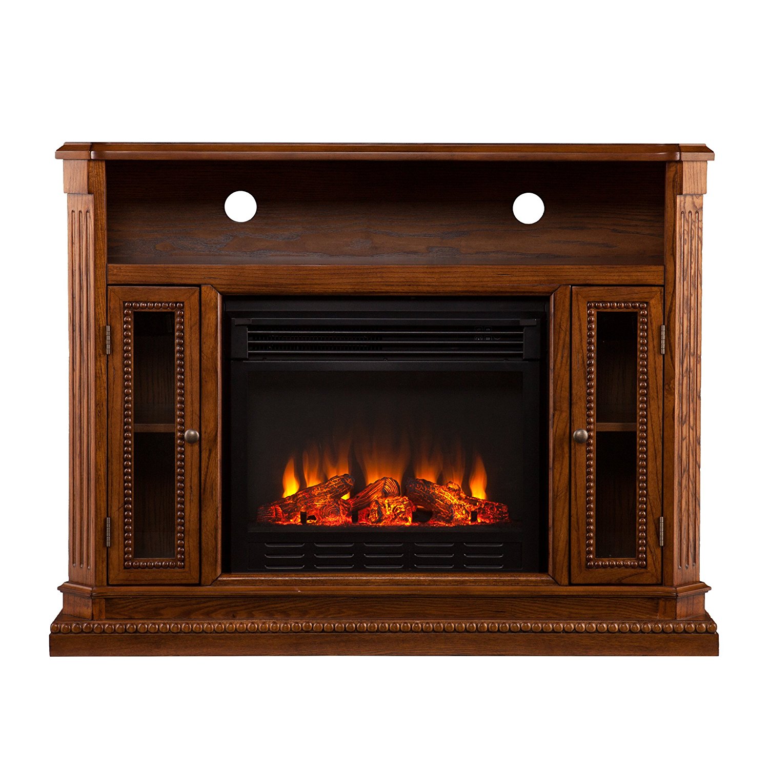 Brown Oak Finish Wildon Home Remote Control Delaney Infrared Electric