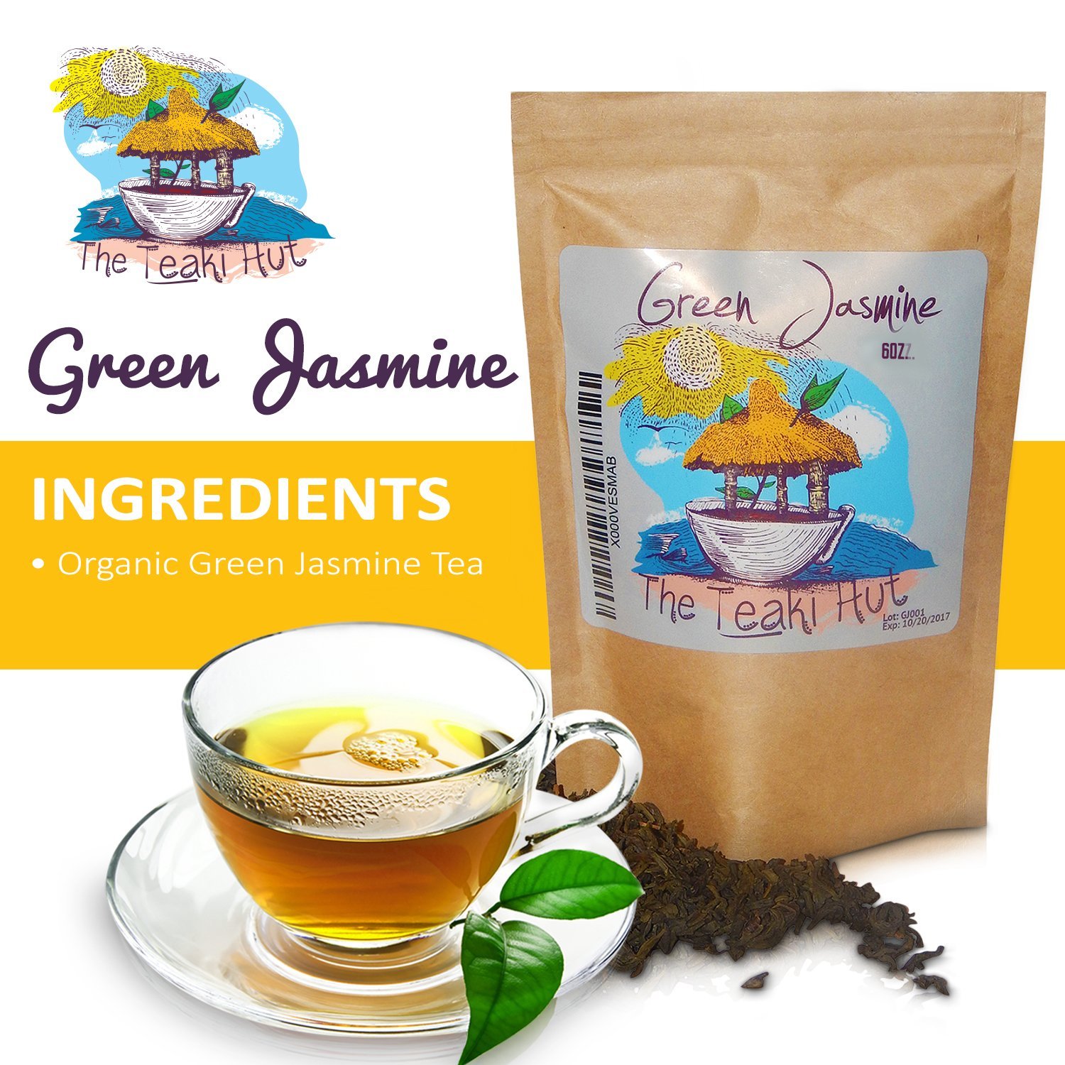 Organic Jasmine Green Tea 2 Ounce (30 Servings) A Bright, Crisp