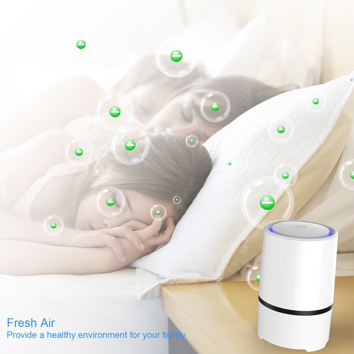 WSTA Desktop Air Purifier, Air Ionizer ,Portable Air Purifier, True