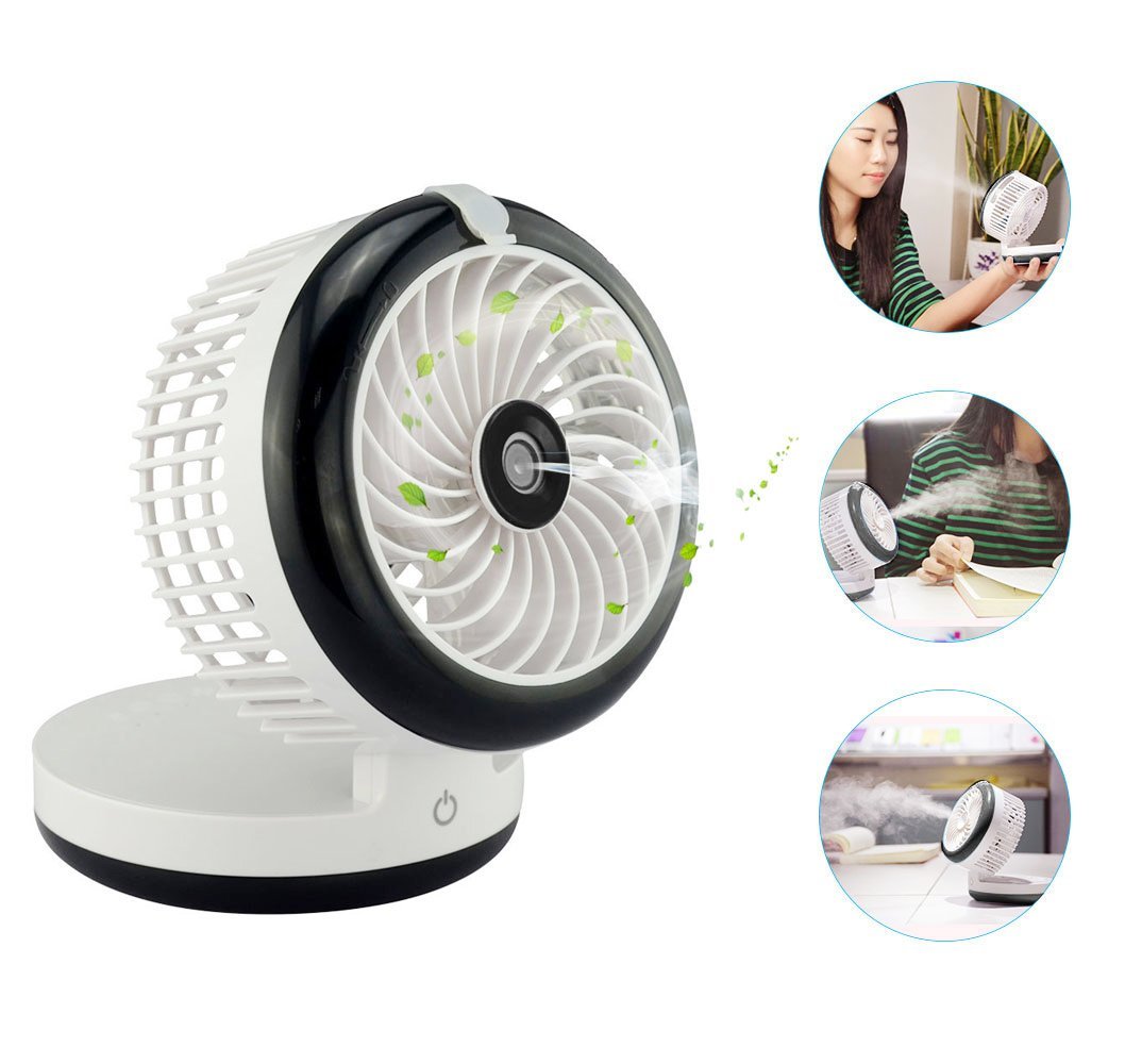HJIAN Portable Mini Misting Fan Table Fans Humidifier Fan Portable