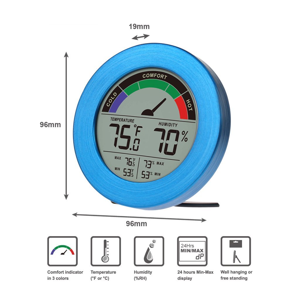 Thermometer & Hygrometer Weather Station with Color Comfort Meter in