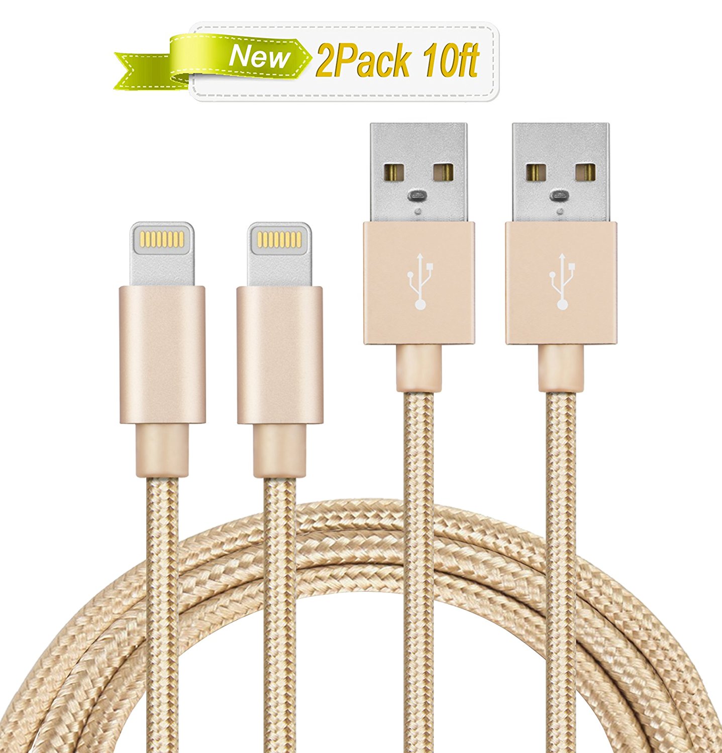 IPhone Charging Wire, MarchPower 2 Pack 10ft Extra Long Nylon Braided